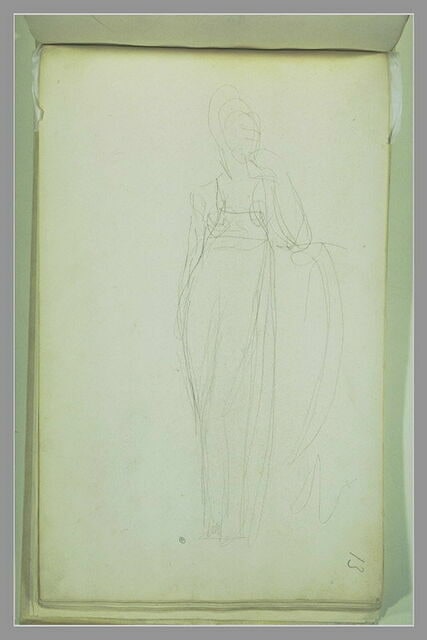 Etude de femme debout, accoudée