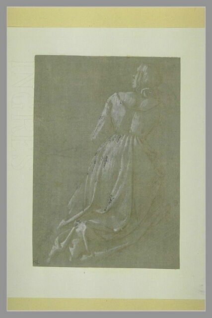 Femme agenouillée vue de dos