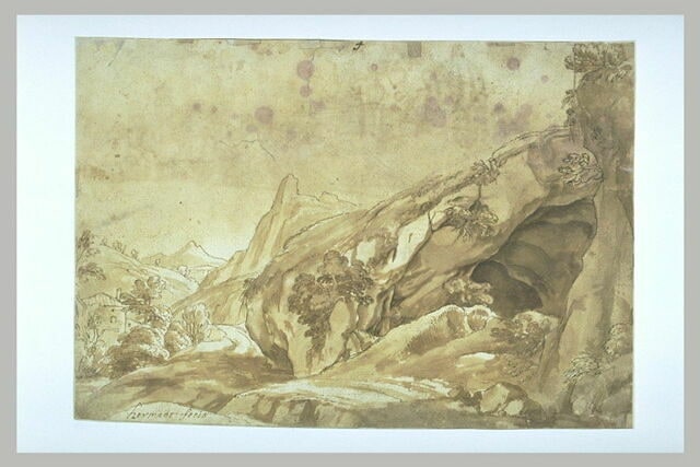 Paysage de rochers avec une maison