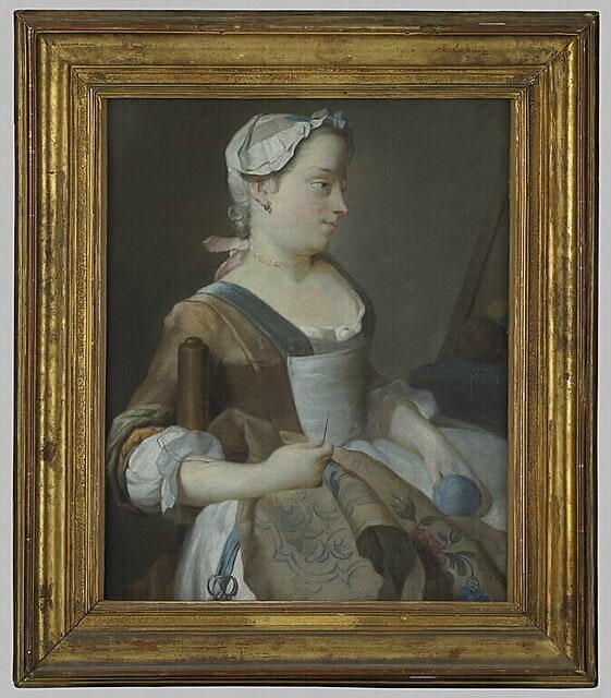 Jeune fille brodant