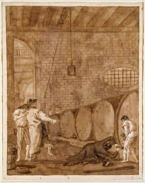 Scène dans un cellier
