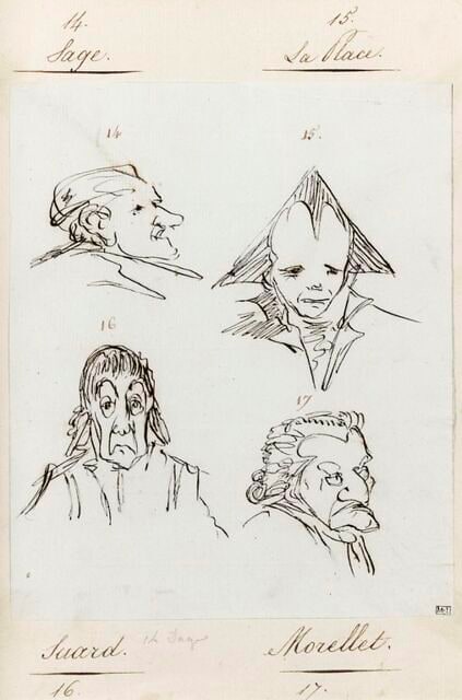 Portrait de Balthazar Georges Sage, de Pierre-Simon, marquis de Laplace, de Jean-Baptiste-Antoine Suard et de l'abbé Morellet