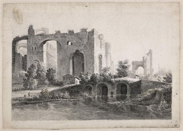Paysage de ruines animées