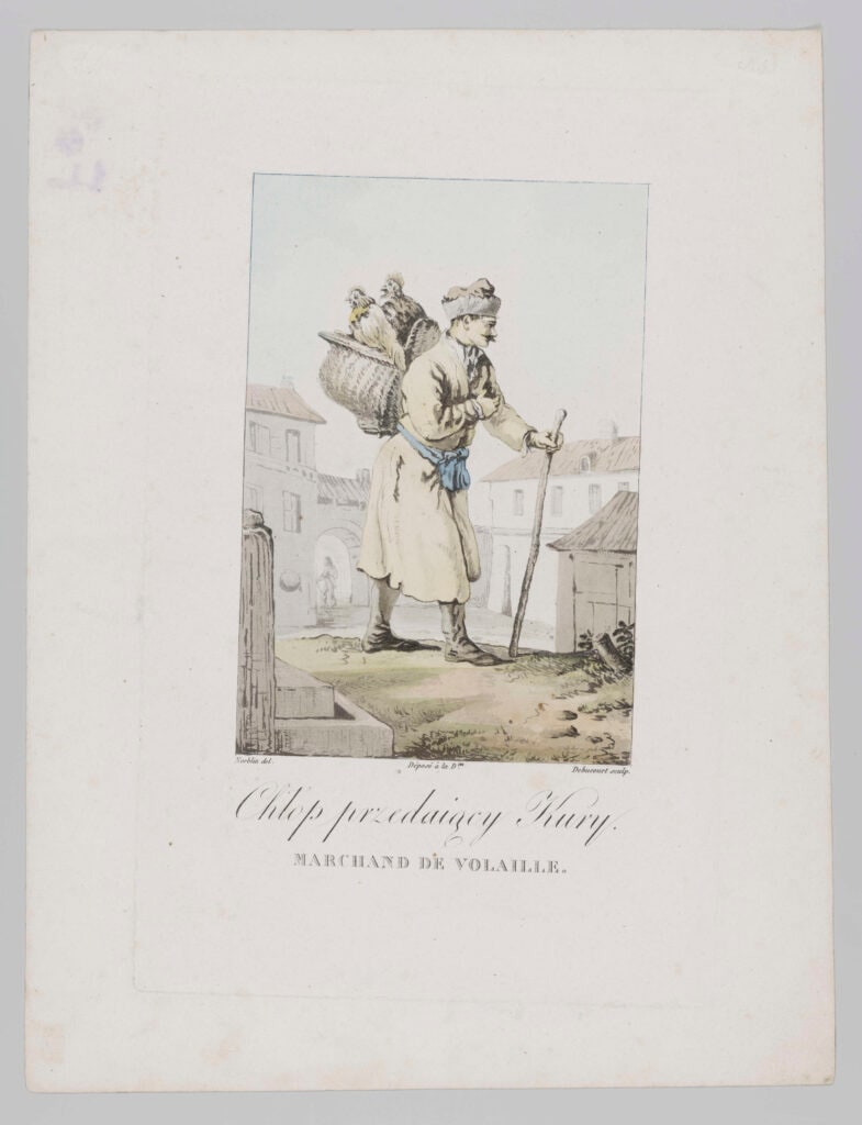 Peasant selling hens