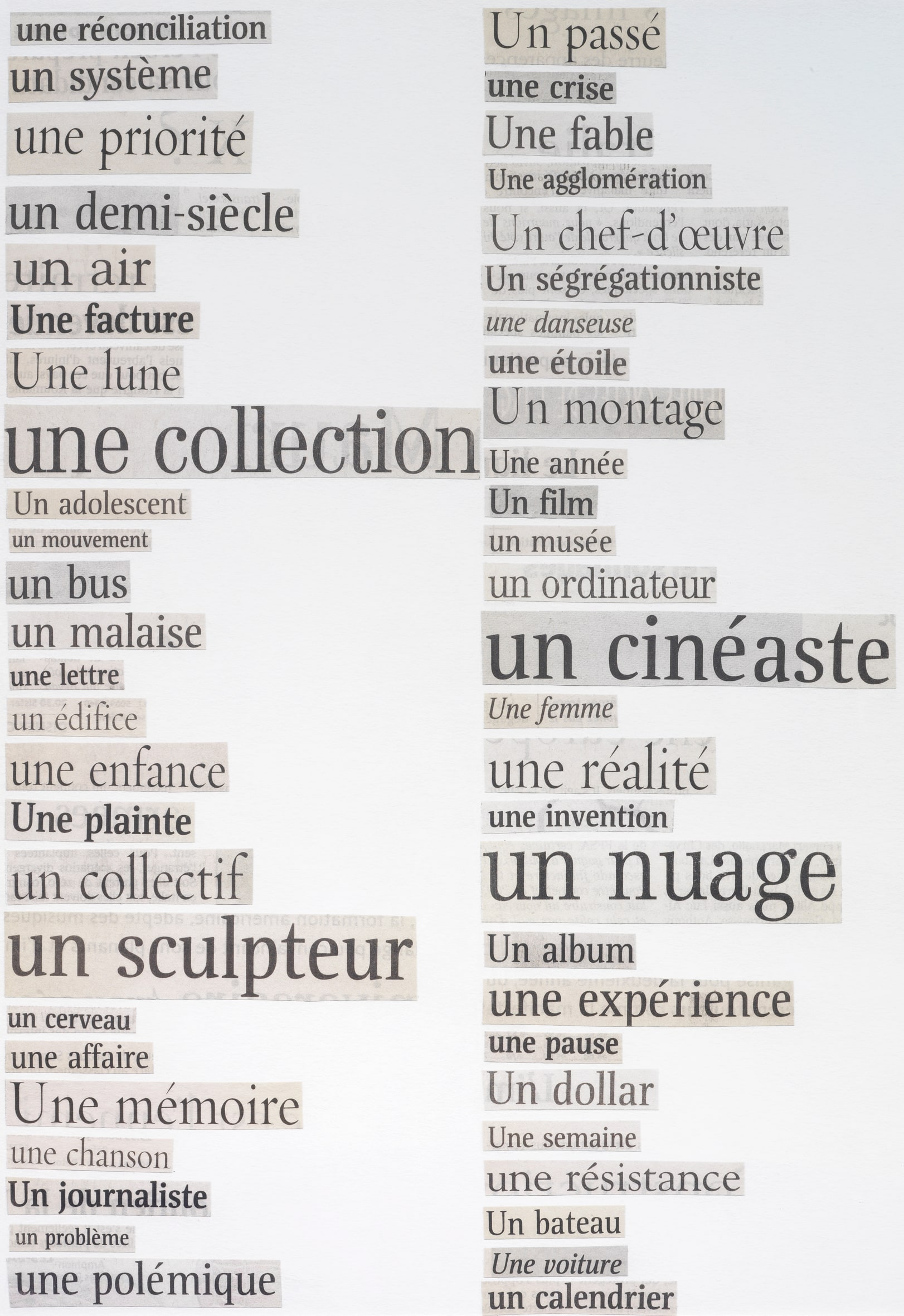 Llistats (Un, Une II)