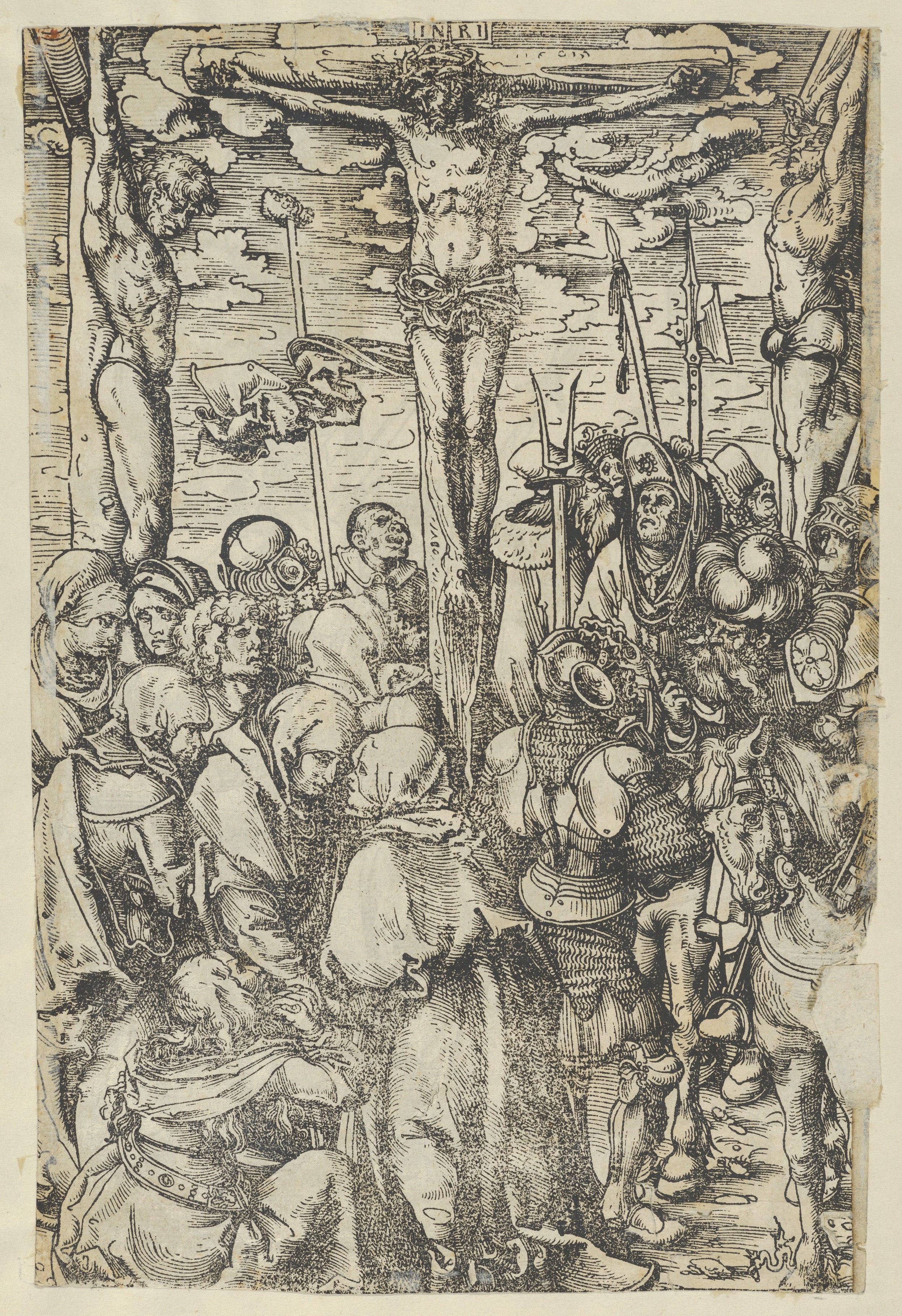 Two prints: The Crucifixion on recto and Christ Bearing the Cross on verso, from The Passion