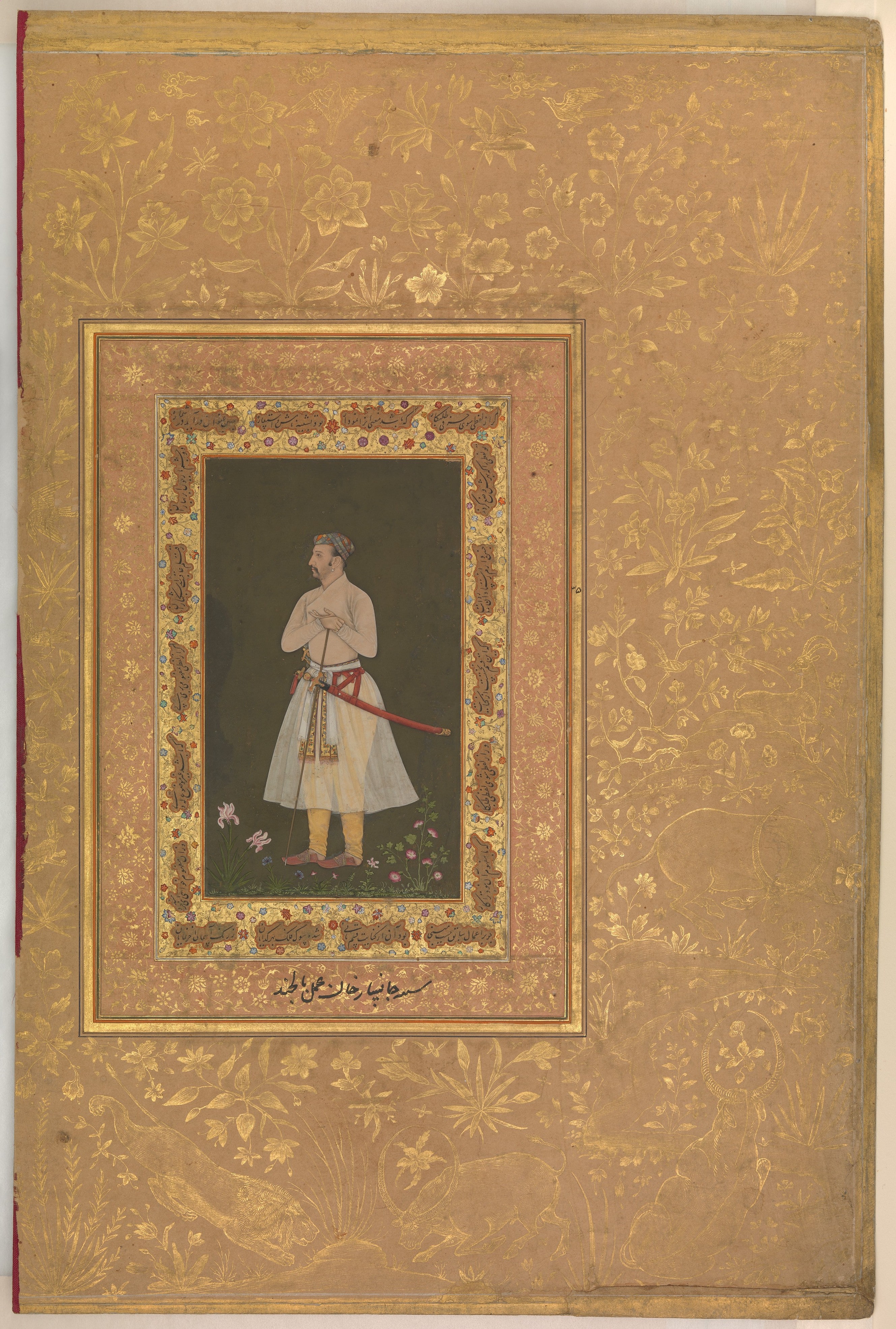"Portrait of Jahangir Beg, Jansipar Khan", Folio from the Shah Jahan Album