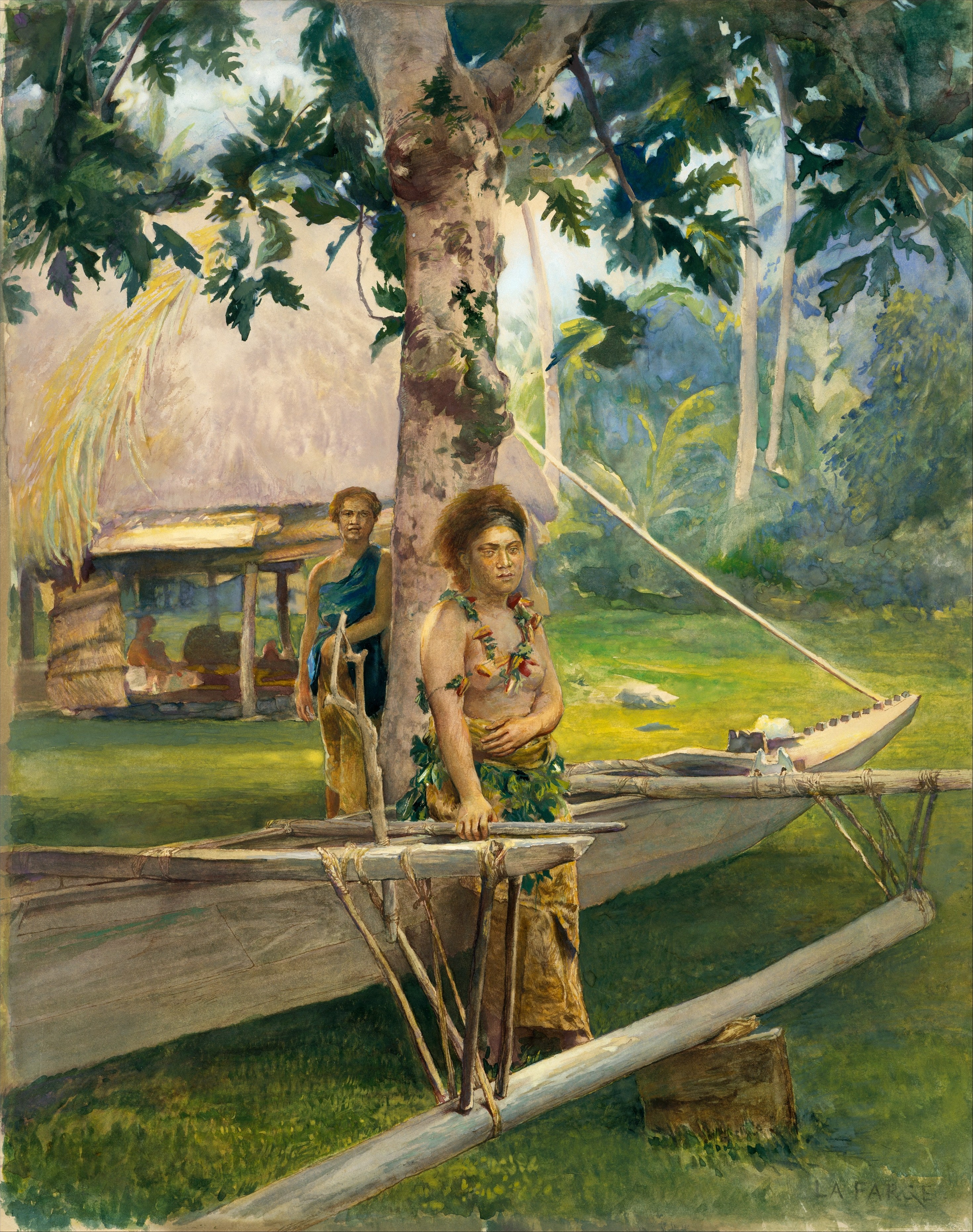 Portrait of Faase, the Taupo, or Official Virgin, of Fagaloa Bay, and Her Duenna, Samoa