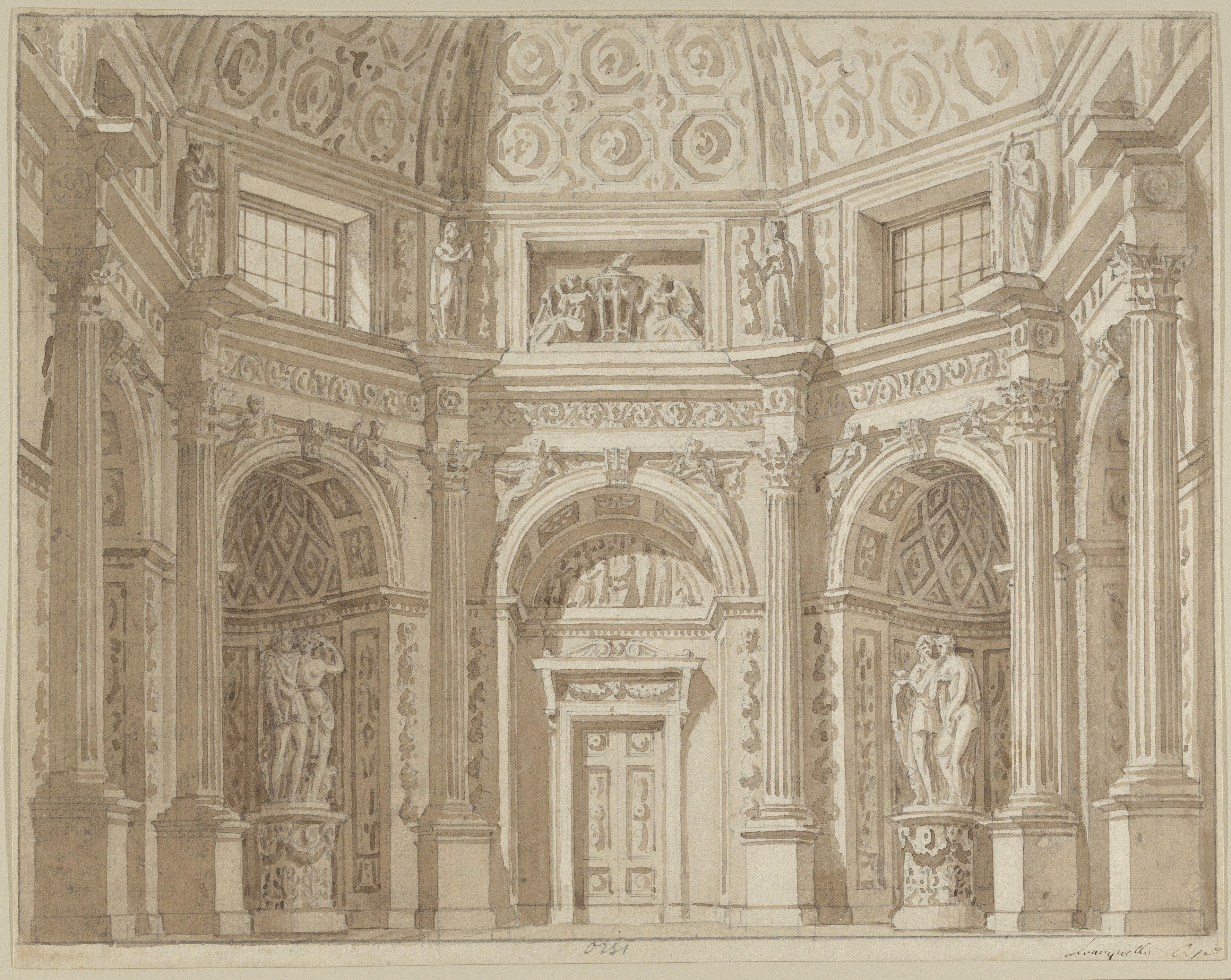 Stage Design, with Four other Drawings