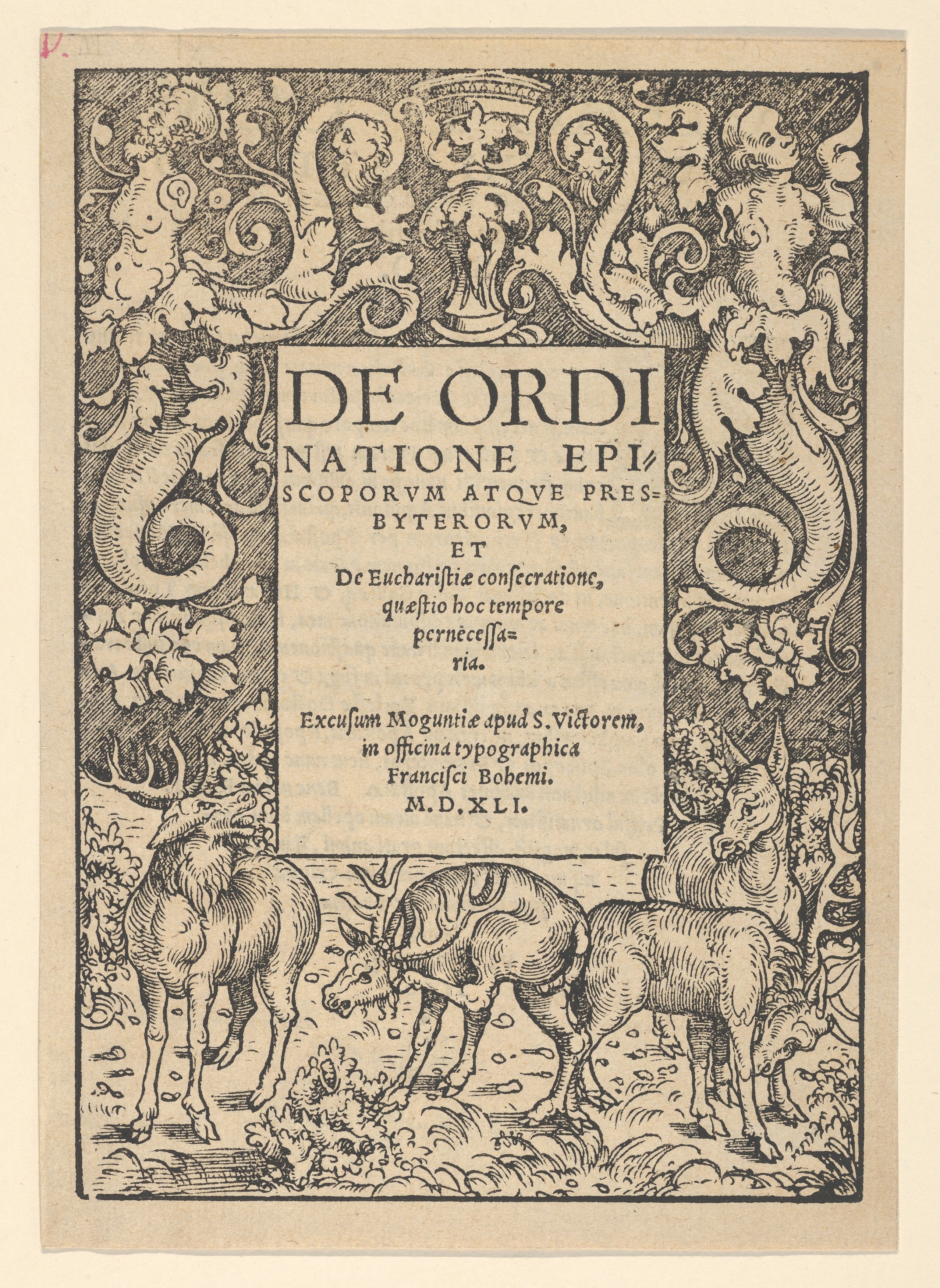 Title-Boarder with Three Stags and a Hind