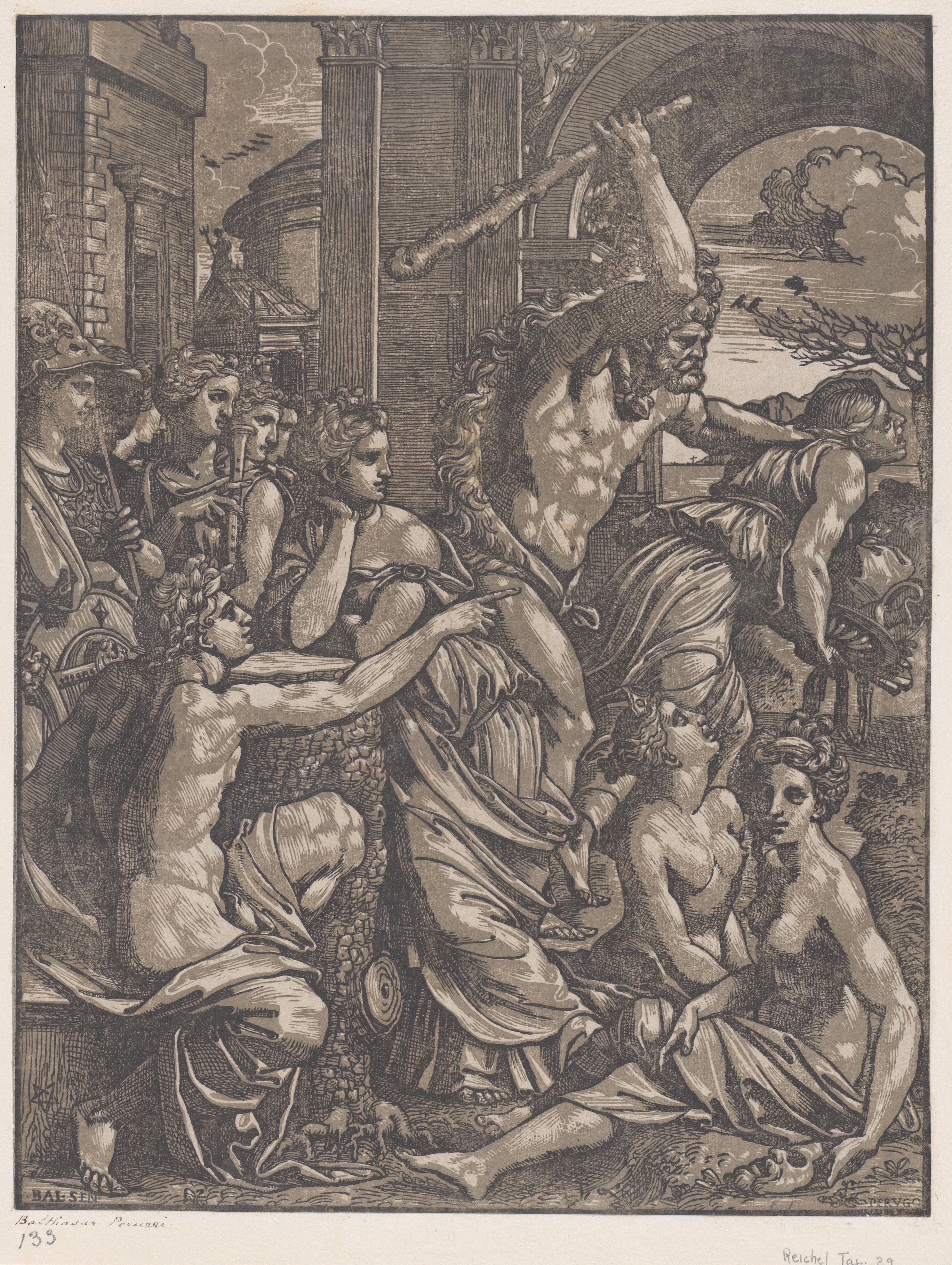 Hercules chasing Avarice from the temple of the Muses