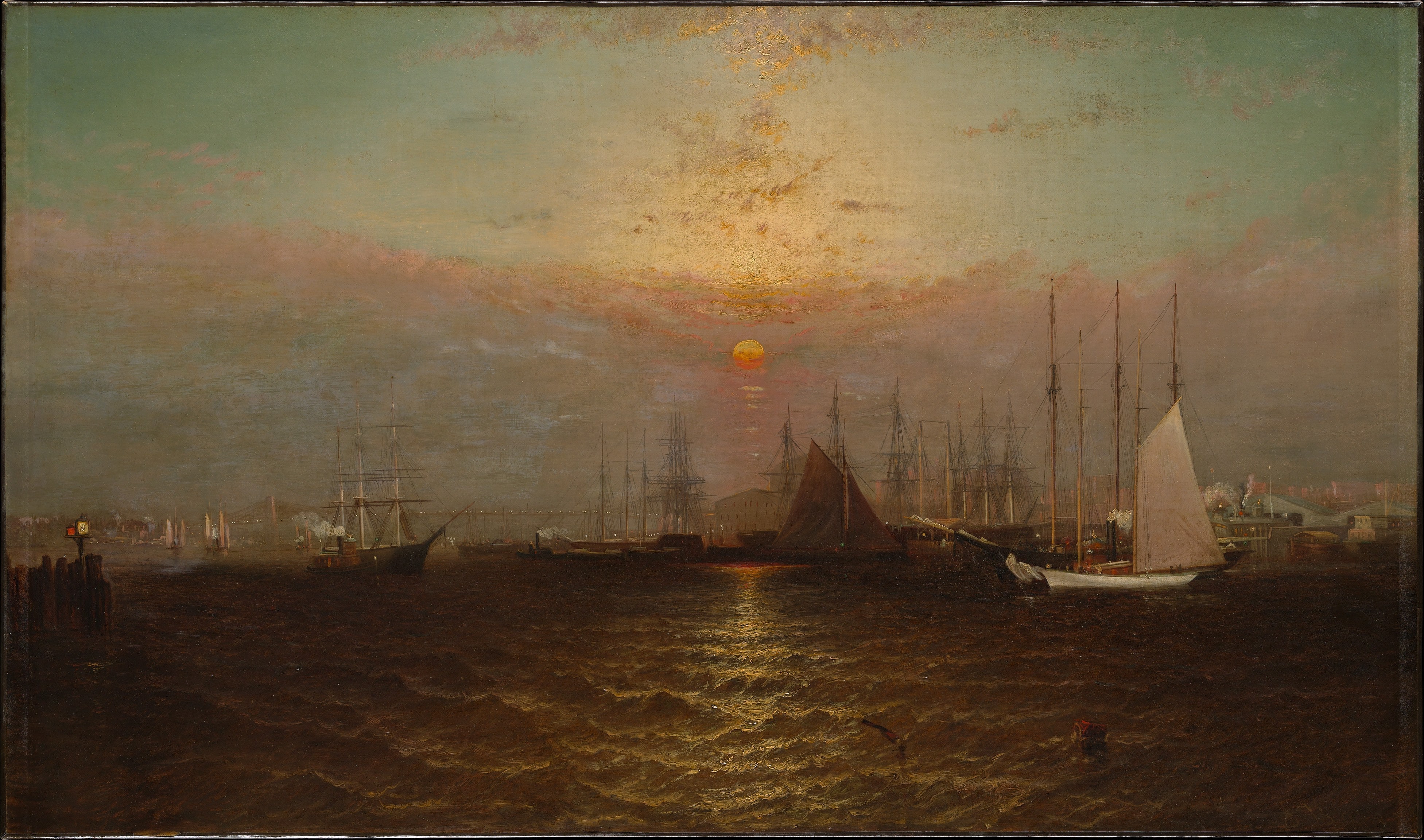 New York Harbor with Brooklyn Bridge