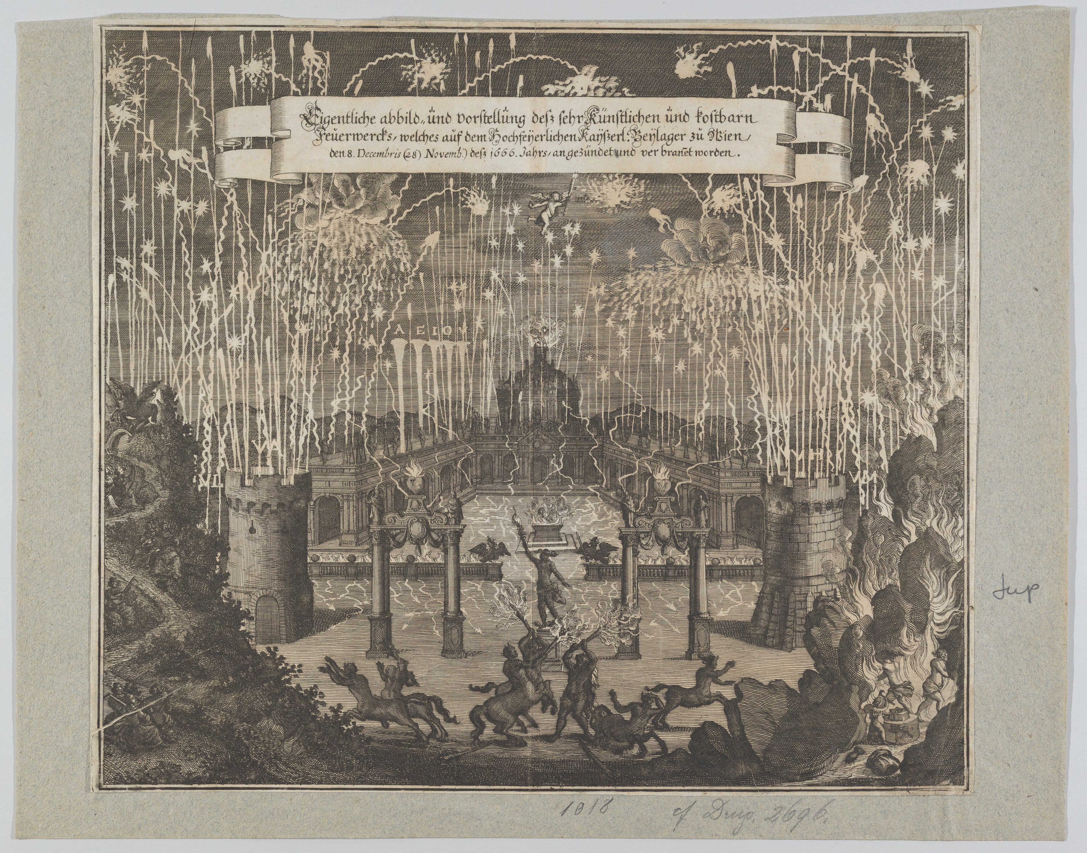 Fireworks celebrating the marriage of Emperor Leopold I and Margarita, Vienna 1666