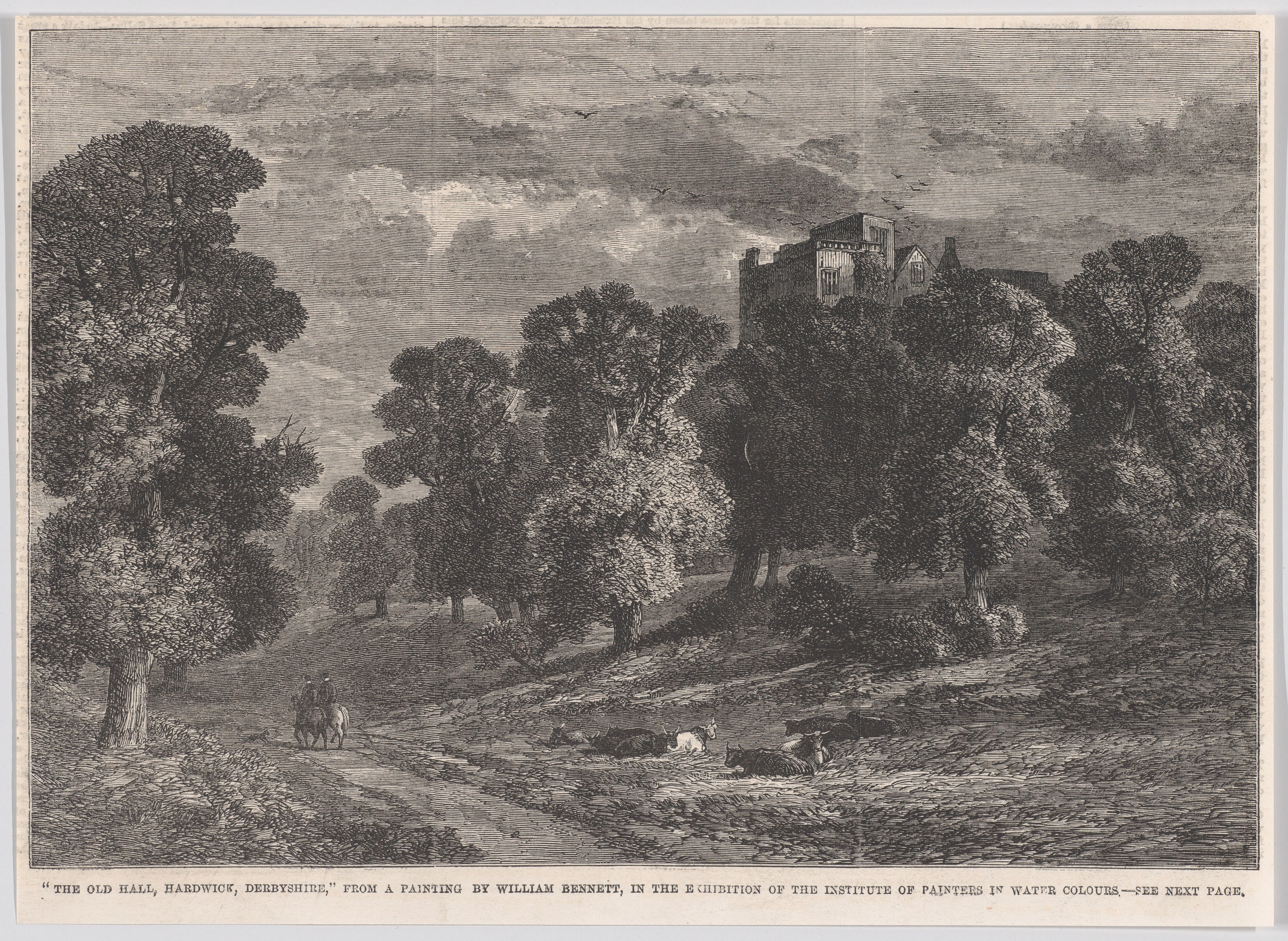 The Old Hall, Hardwick, Derbyshire, from "Illustrated London News"