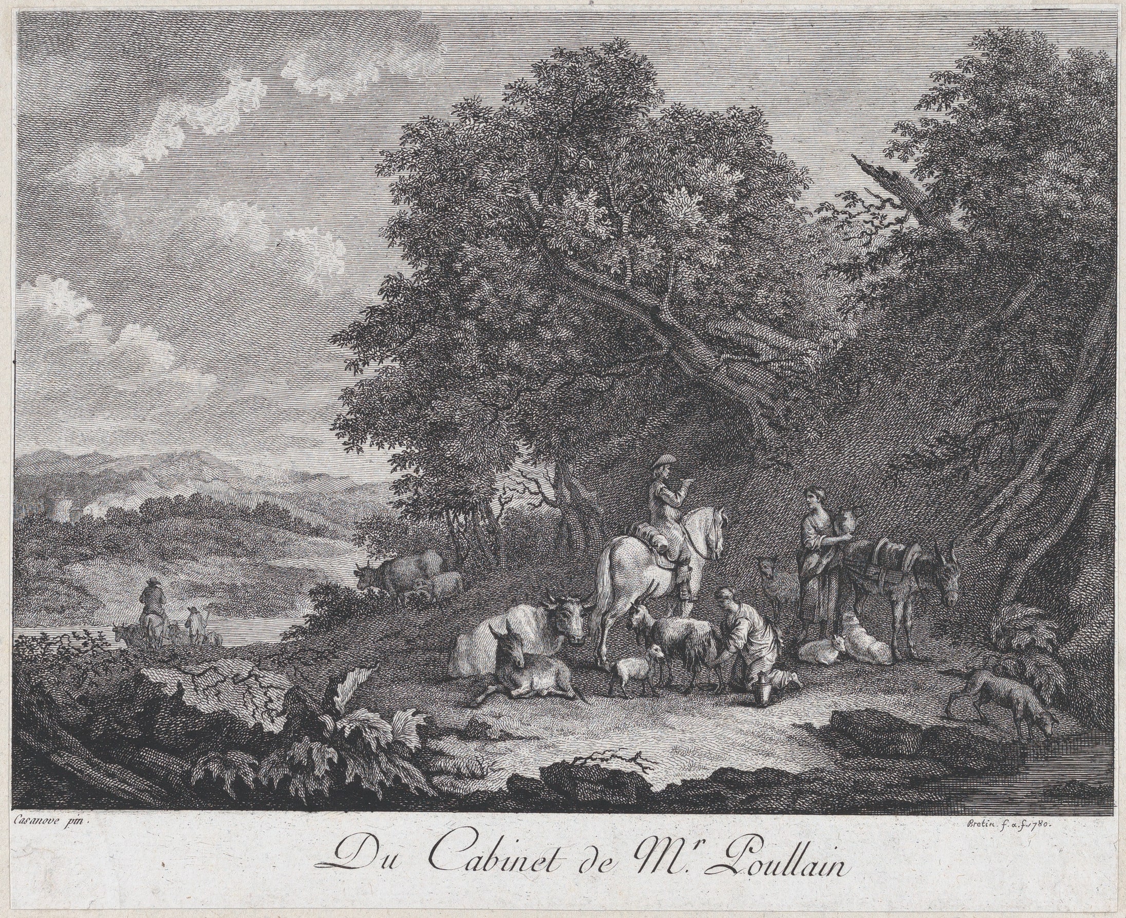 Man on Horseback Speaks to Two Shepherdess