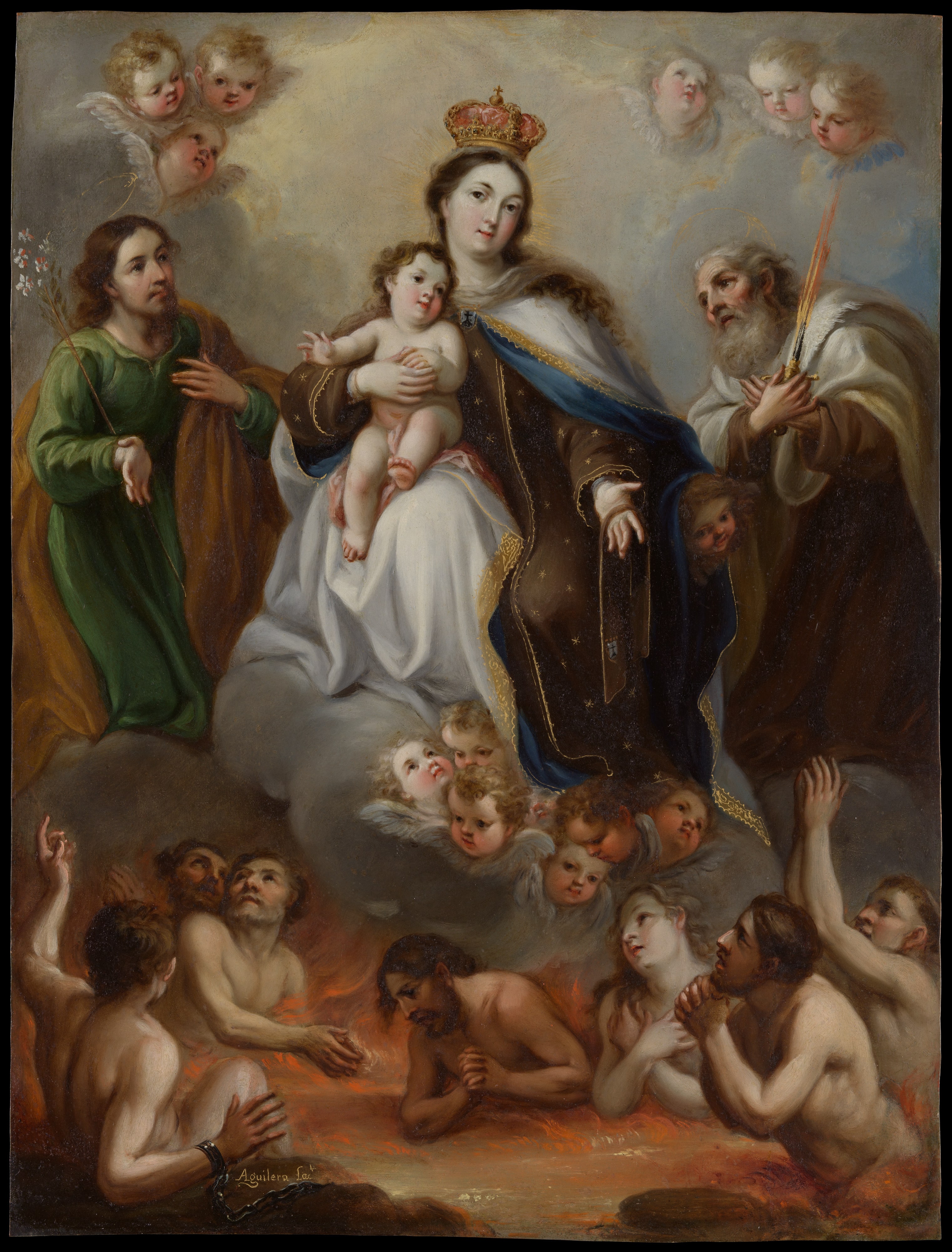 The Virgin of Carmen and the Souls of Purgatory with St. Joseph and the Prophet Elijah
