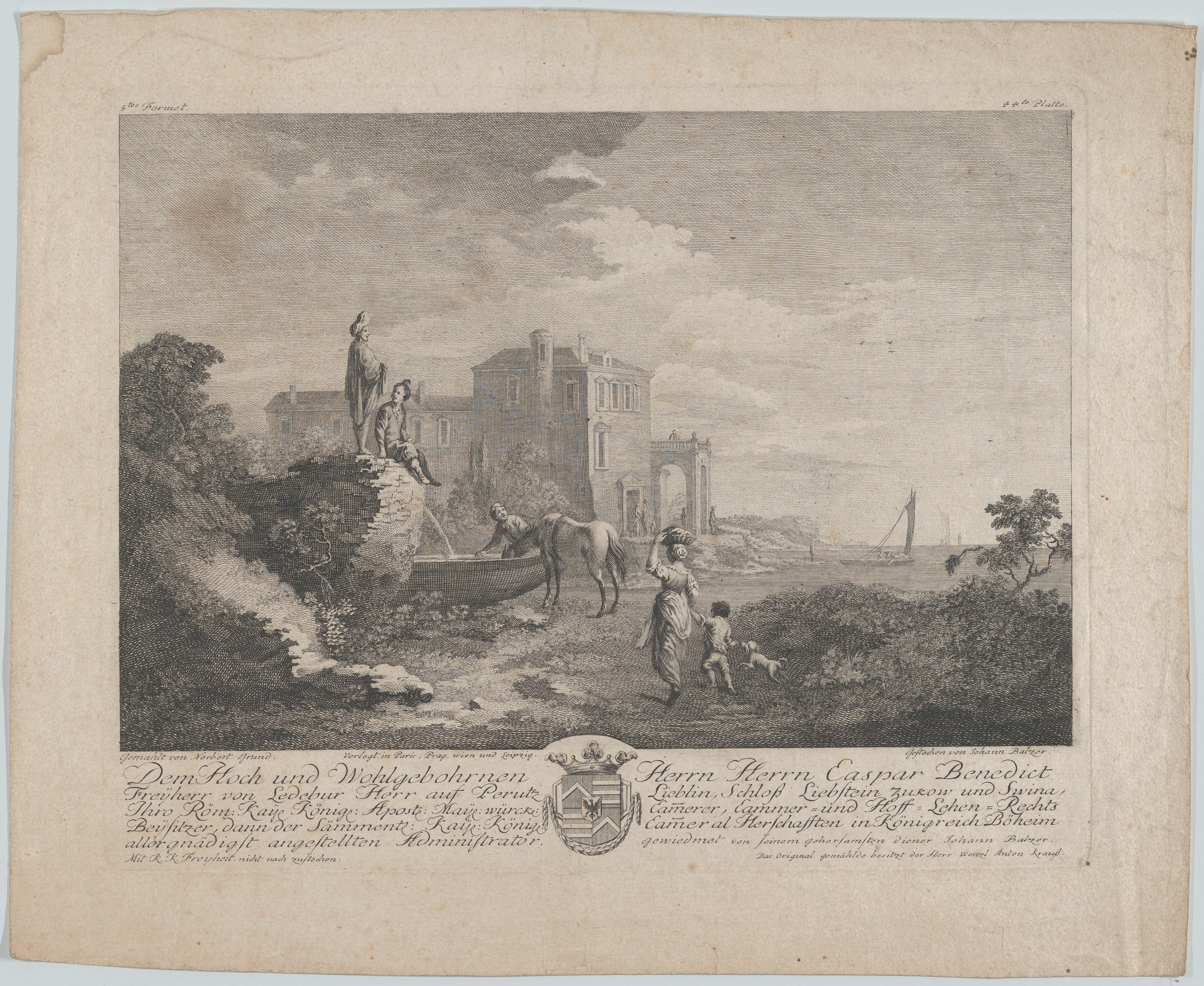 Landscape with a figures around a fountain