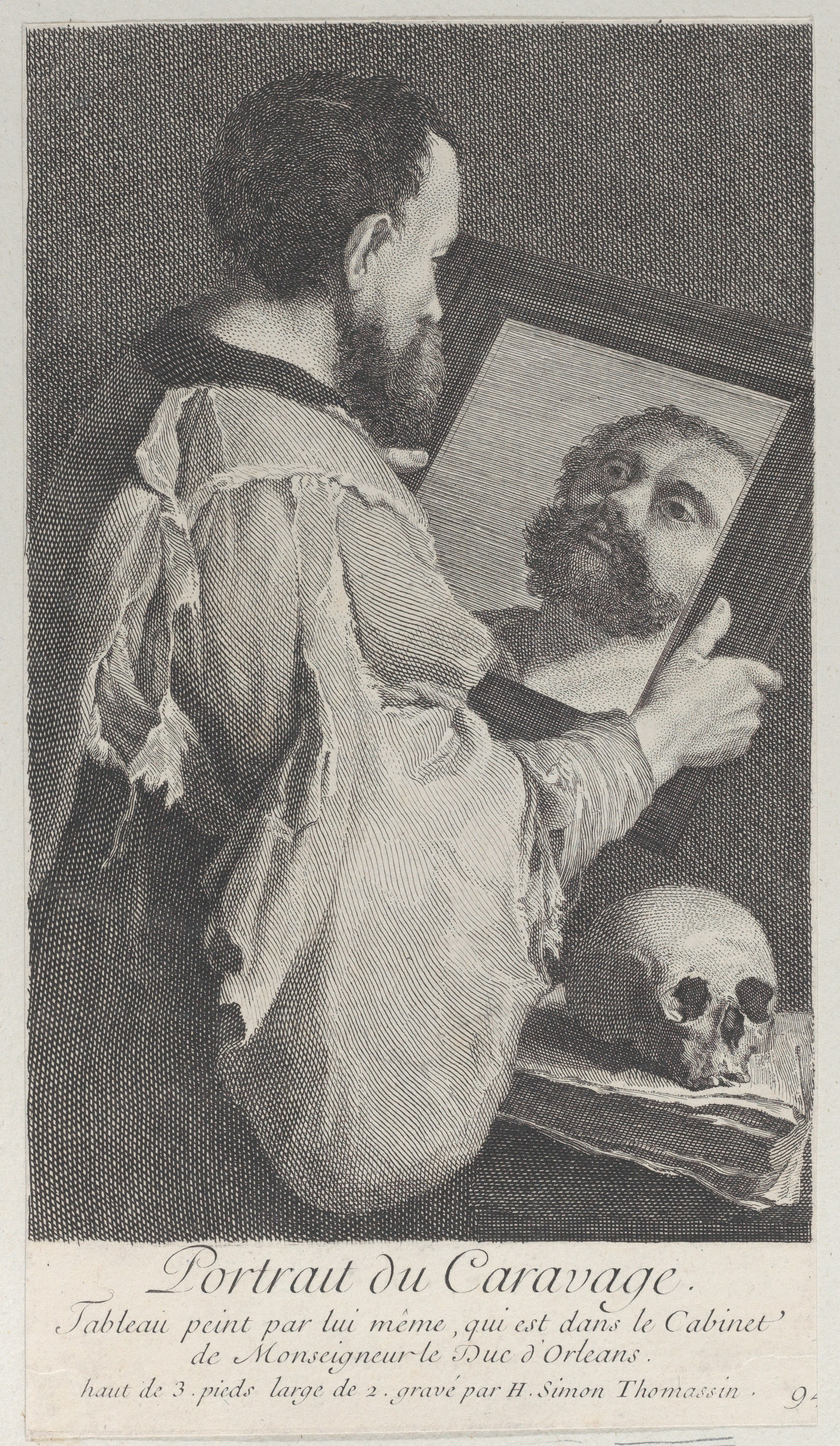 Portrait of Caravaggio, turned to the right and looking at his reflection in a mirror