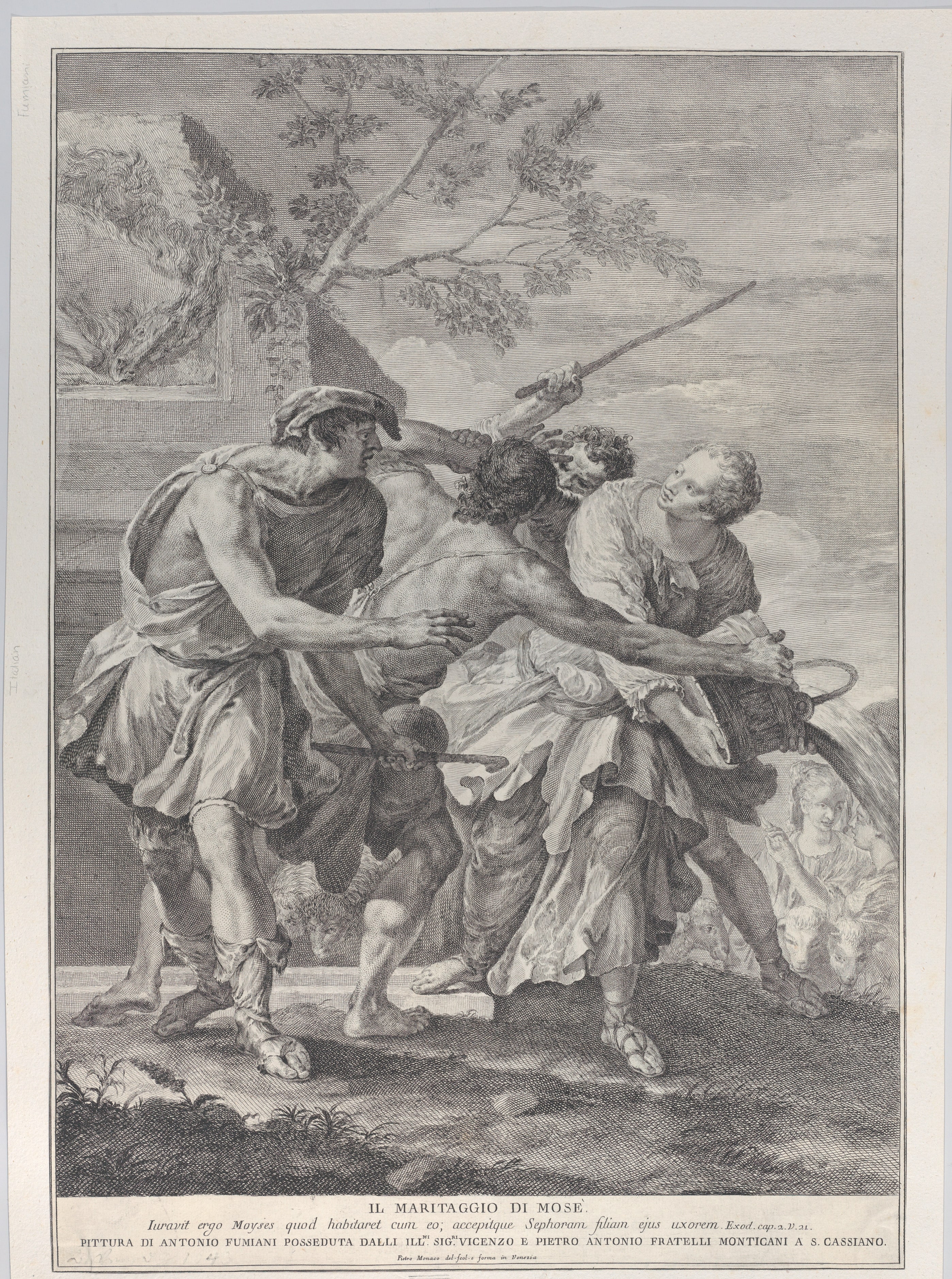 Moses defending the daughters of Jethro