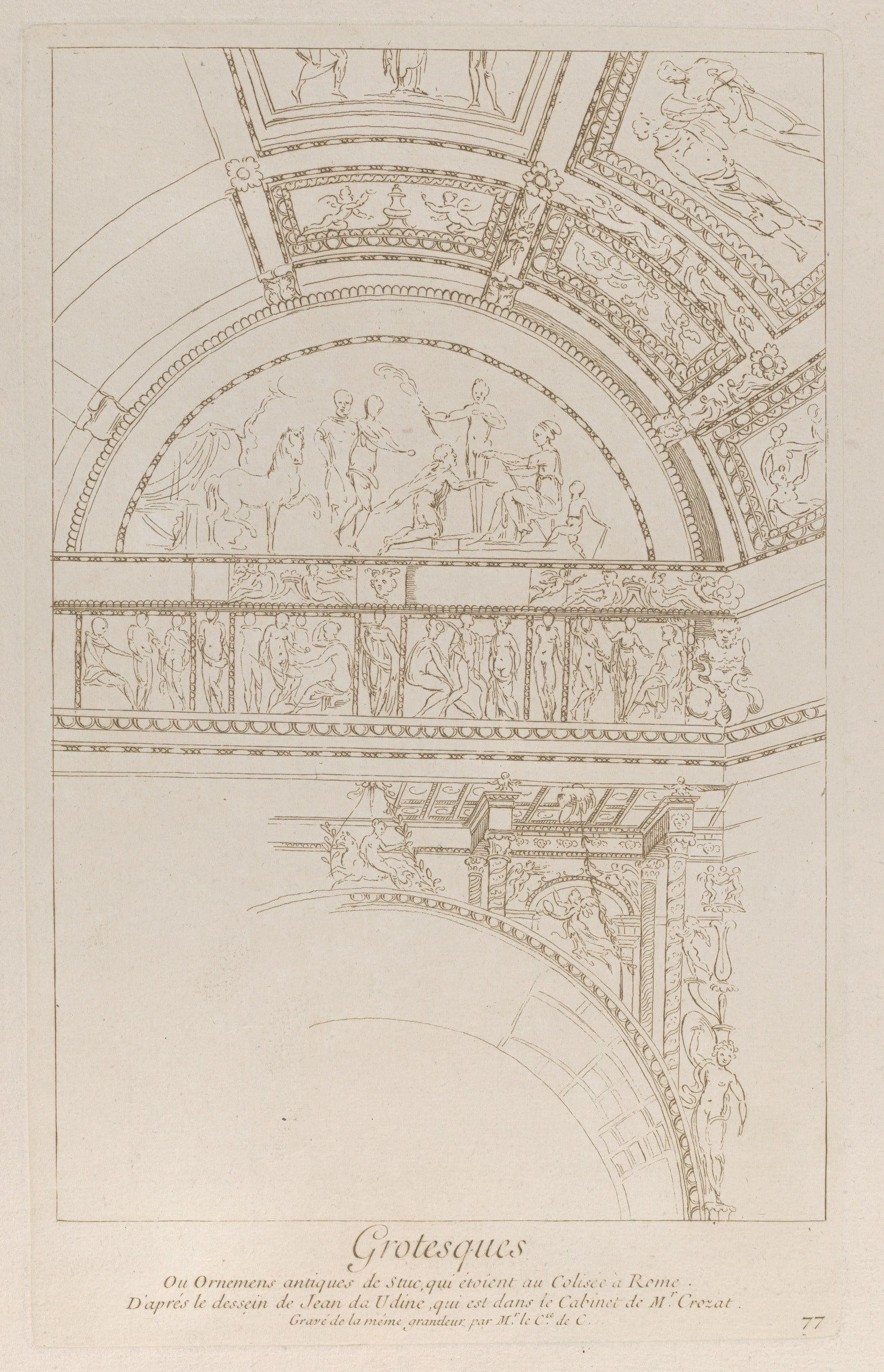 Grotesques: detail of the stucco reliefs decorating the Colosseum in Rome