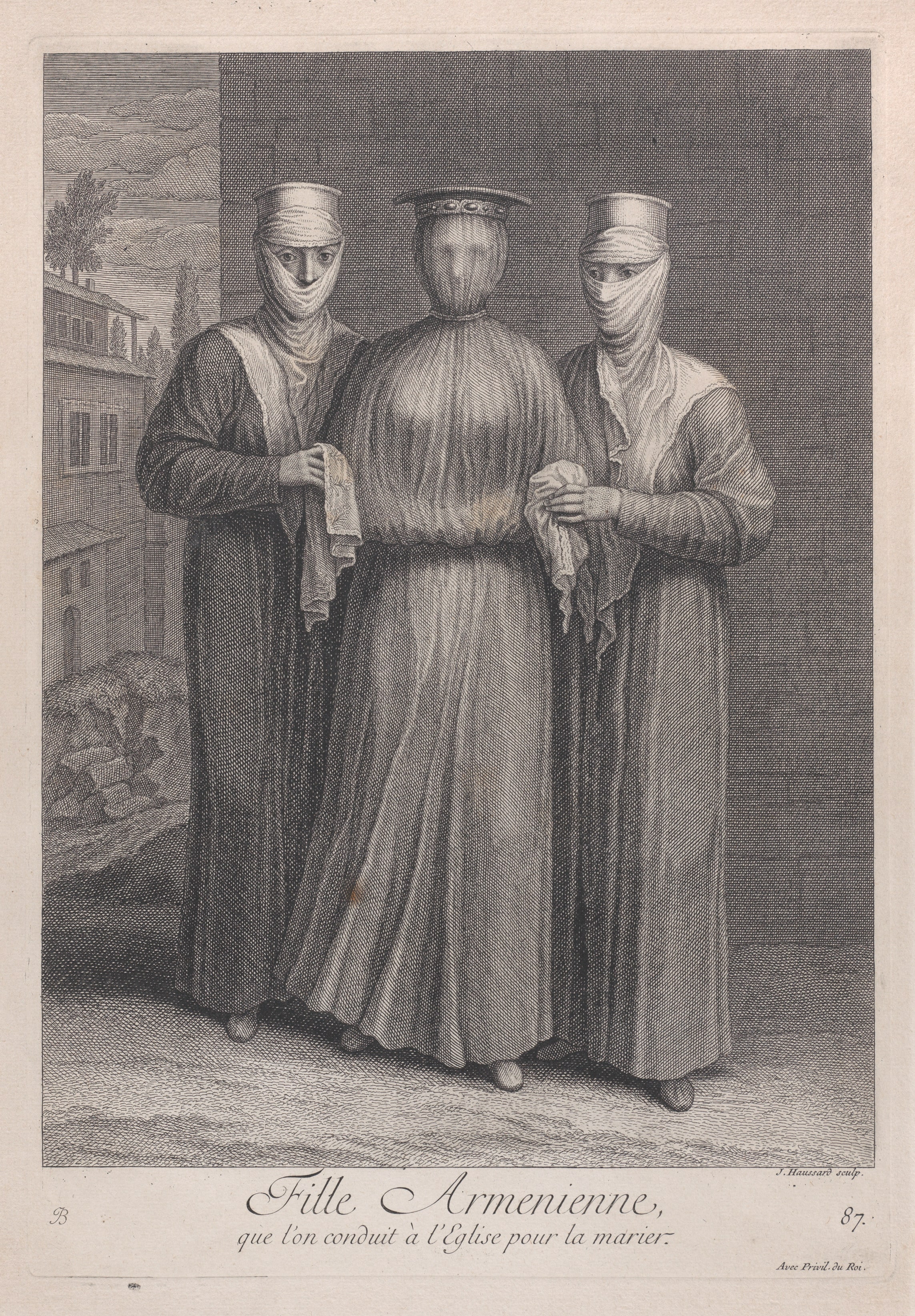 Fille Armenienne, que l'on conduit à l'Eglise pour la marier, plate 87 from "Recueil de cent estampes représentent differentes nations du Levant"