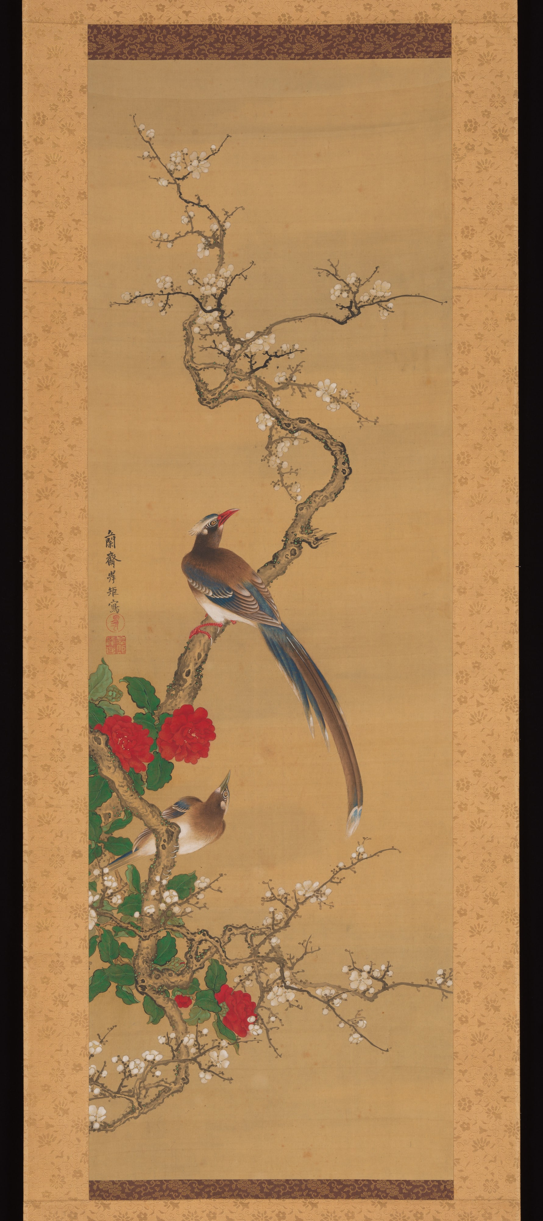 岸駒筆　梅花小禽図|Birds on a PlumTree