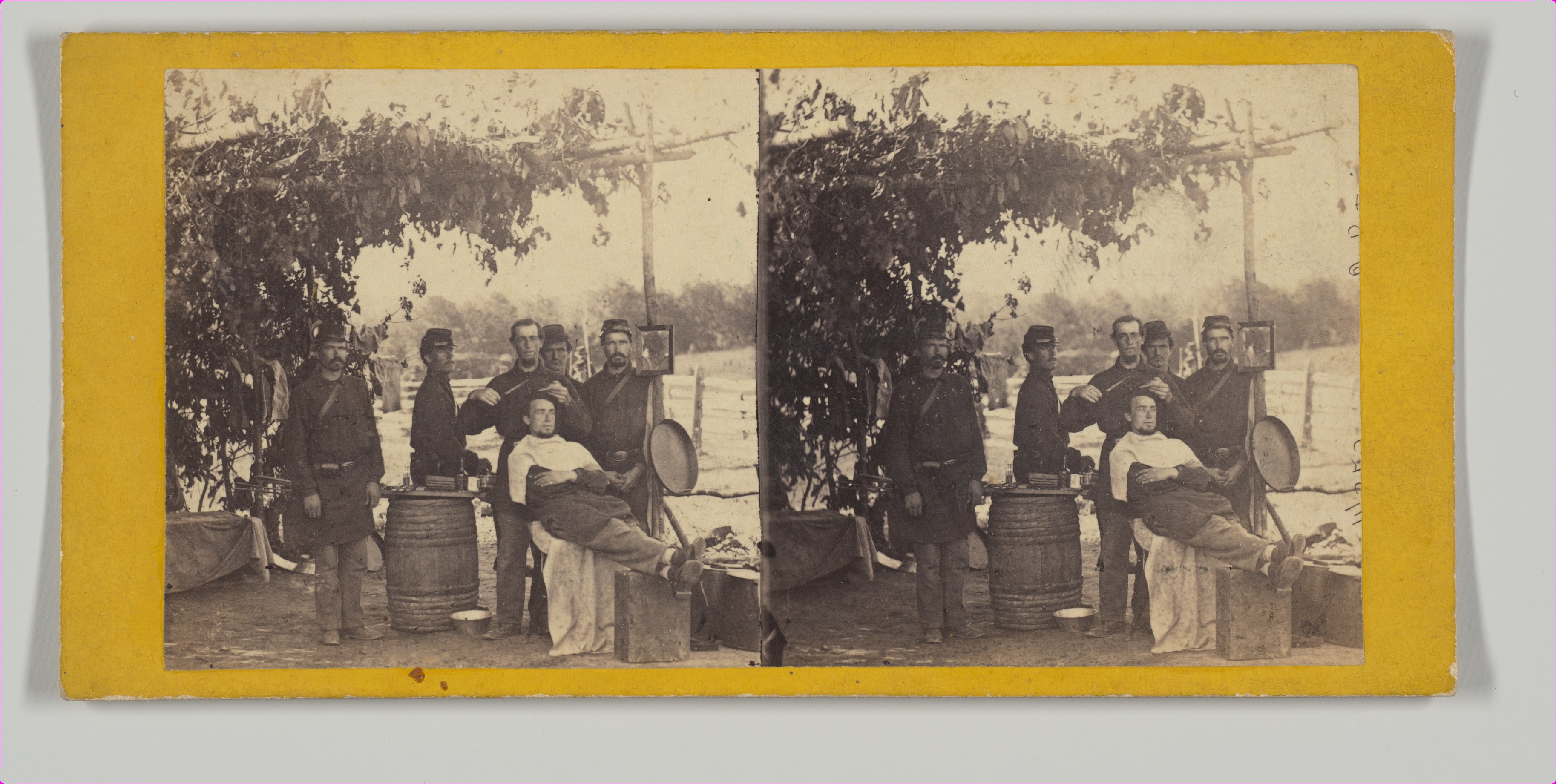 Camp Scenes, Army of the Potomac. The Amateur Barber.