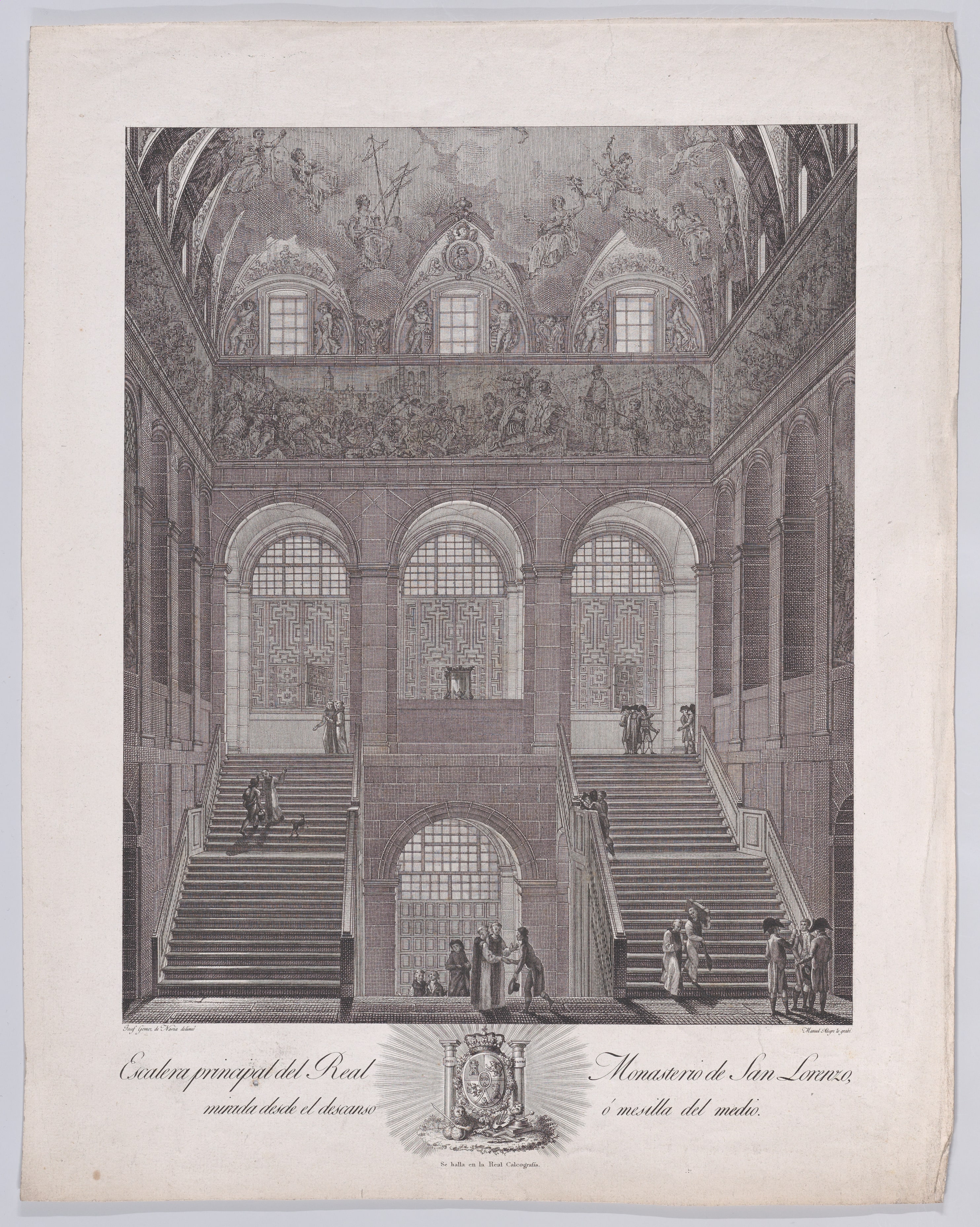 The main staircase of the monastery of El Escorial, from a series of Views of El Escorial