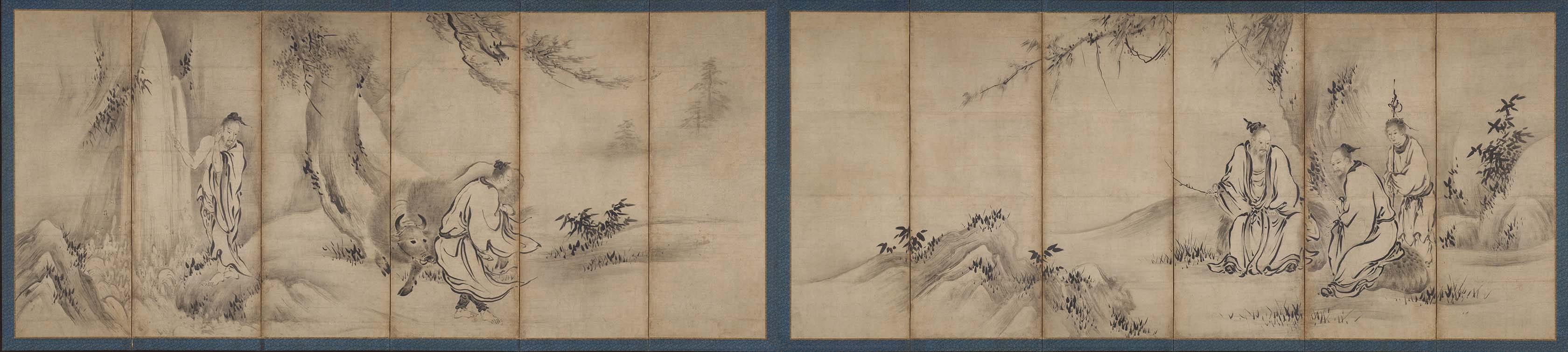 伝狩野山楽筆　仙人高士図屏風|Chinese Sages
