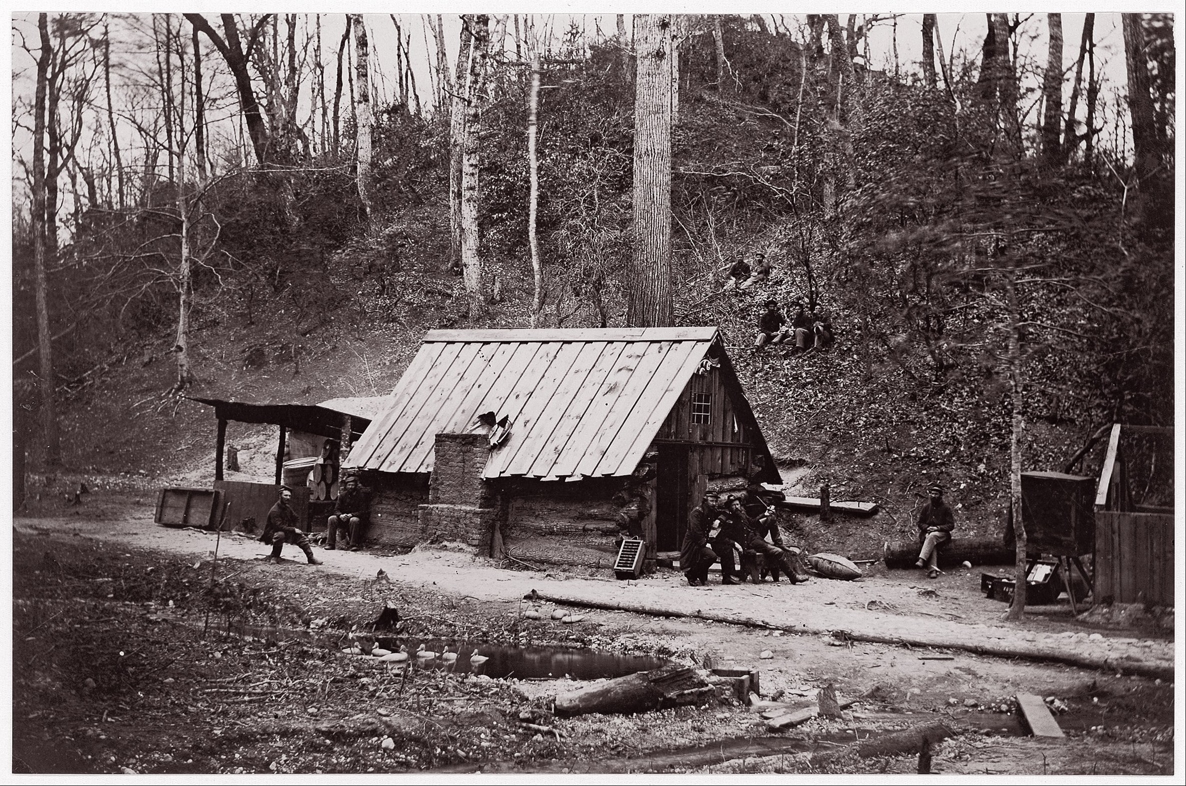 [Prof. Maillefert and Naval Officers Employed to Remove Gunpowder from Confederate Torpedoes, James River, Virginia]