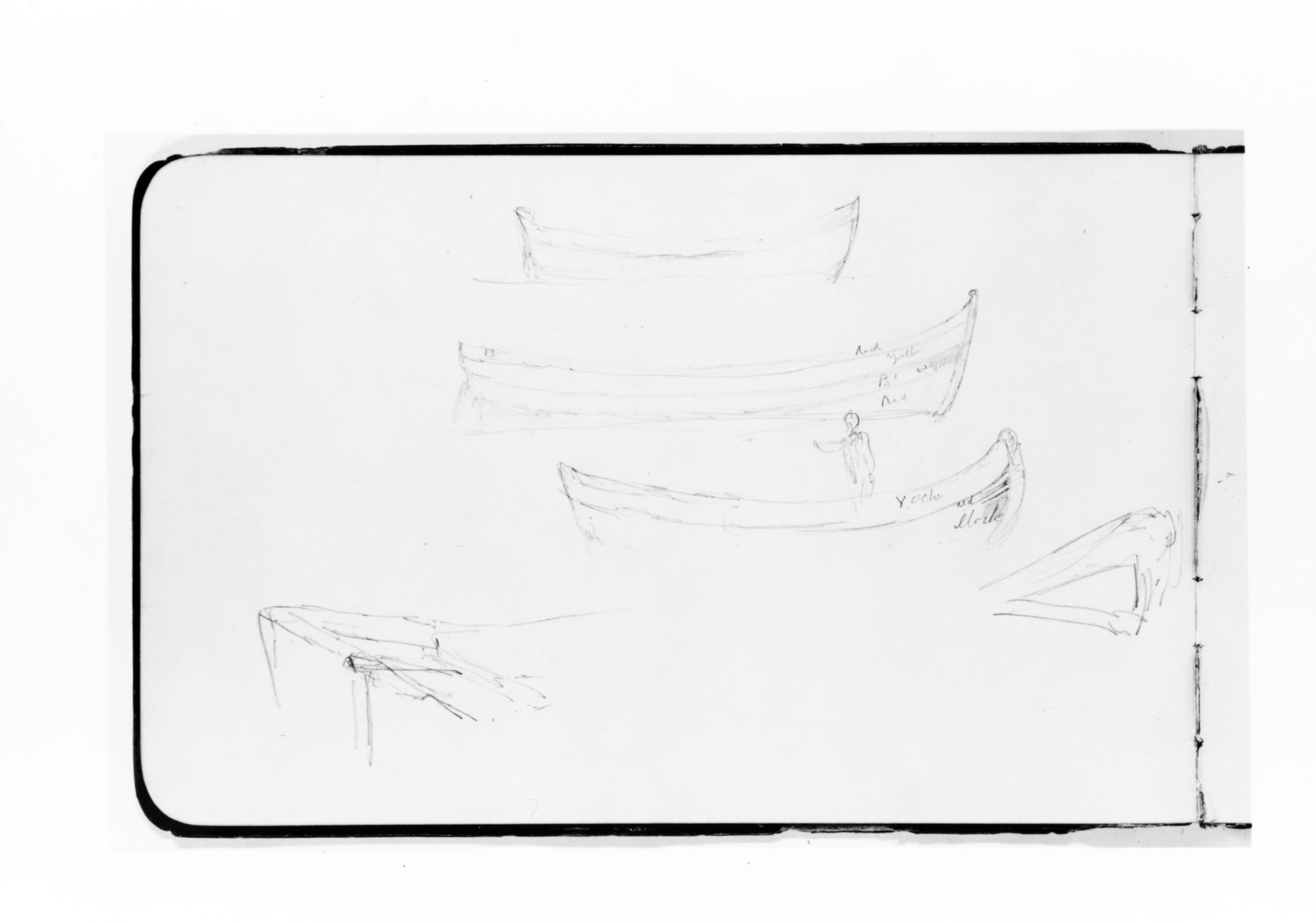 Sketches of Rowboat and Figure Standing in a Rowboat (from Sketchbook)