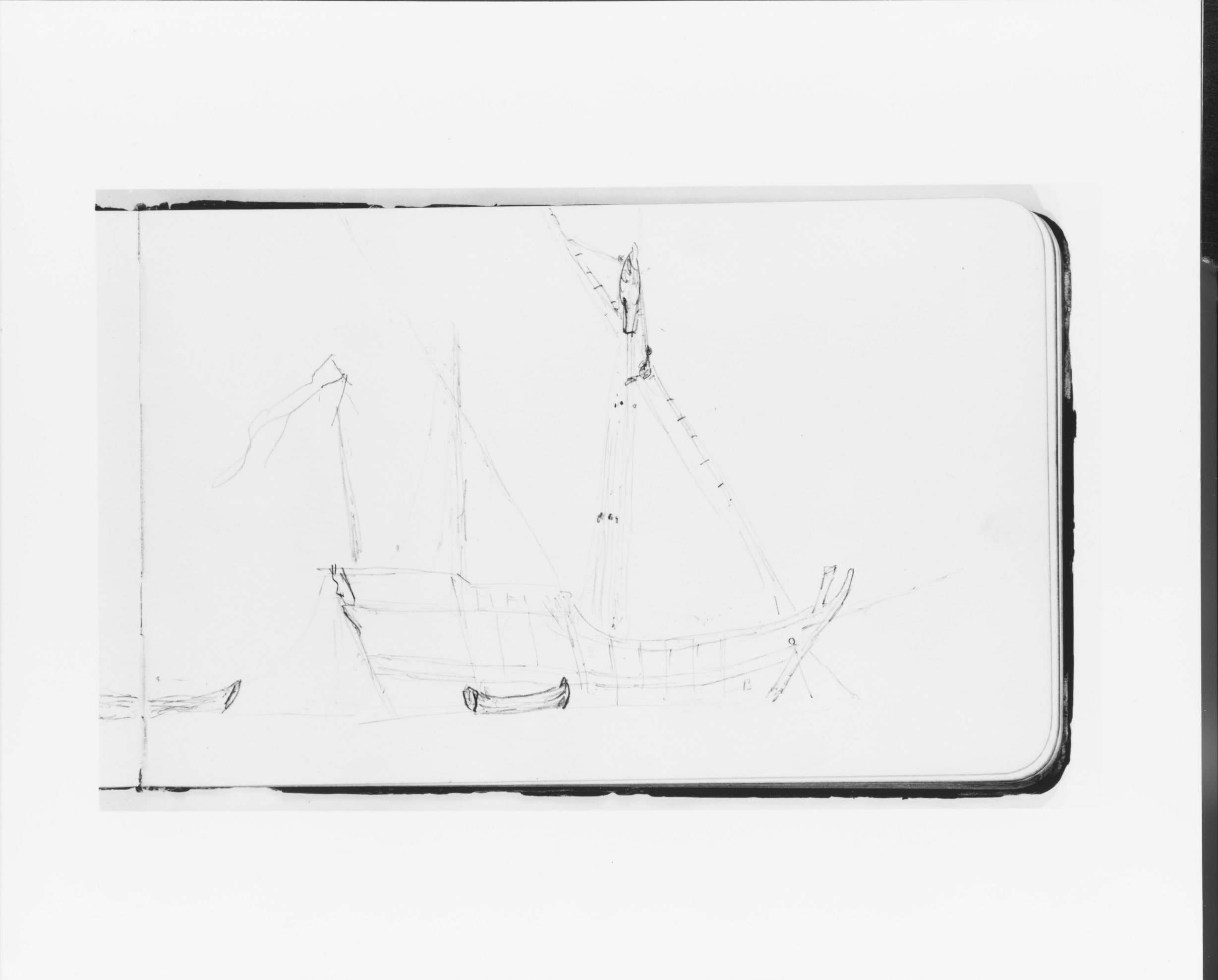 Sketch of a Ship at Anchor for The Landing of Columbus (from Sketchbook)