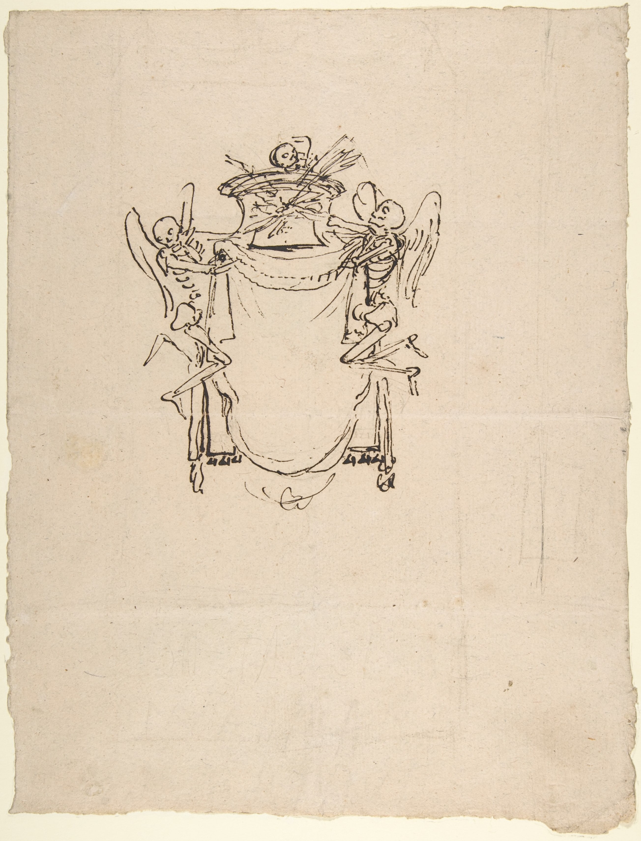 Sketches for a Wall Tomb with Skeletons