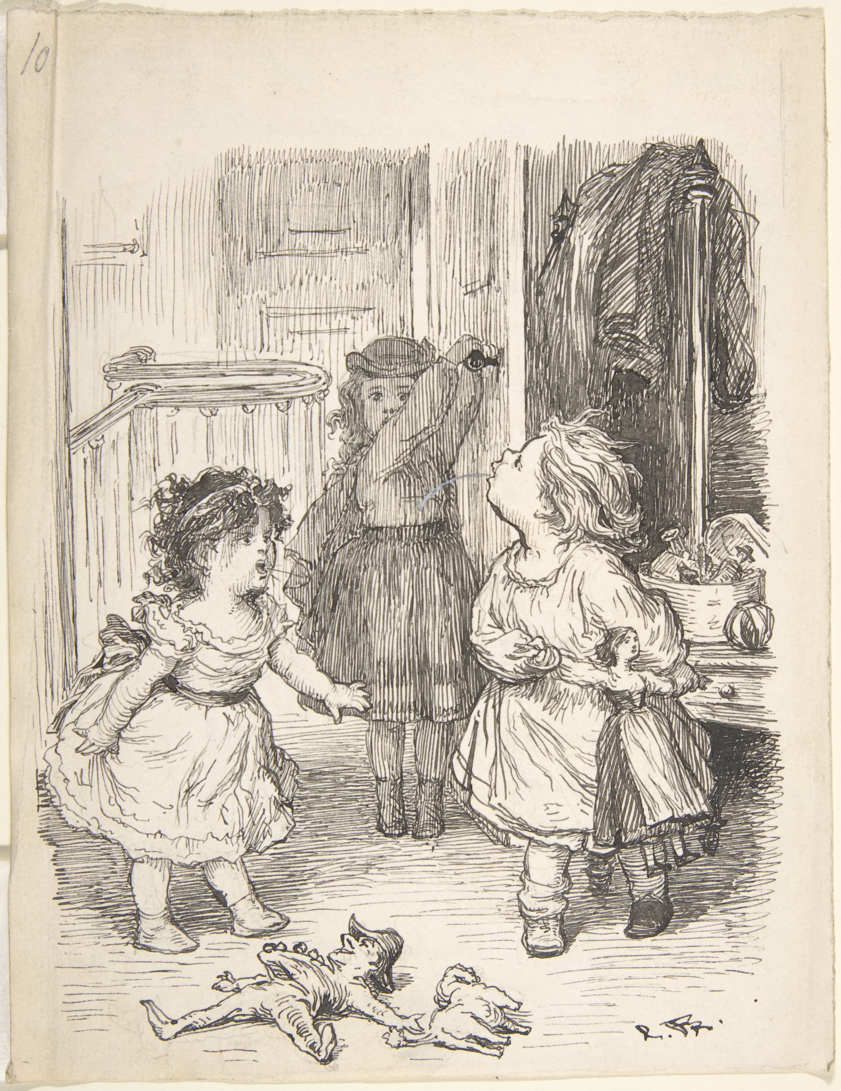 Three Little Girls in a Room Arguing and Spitting