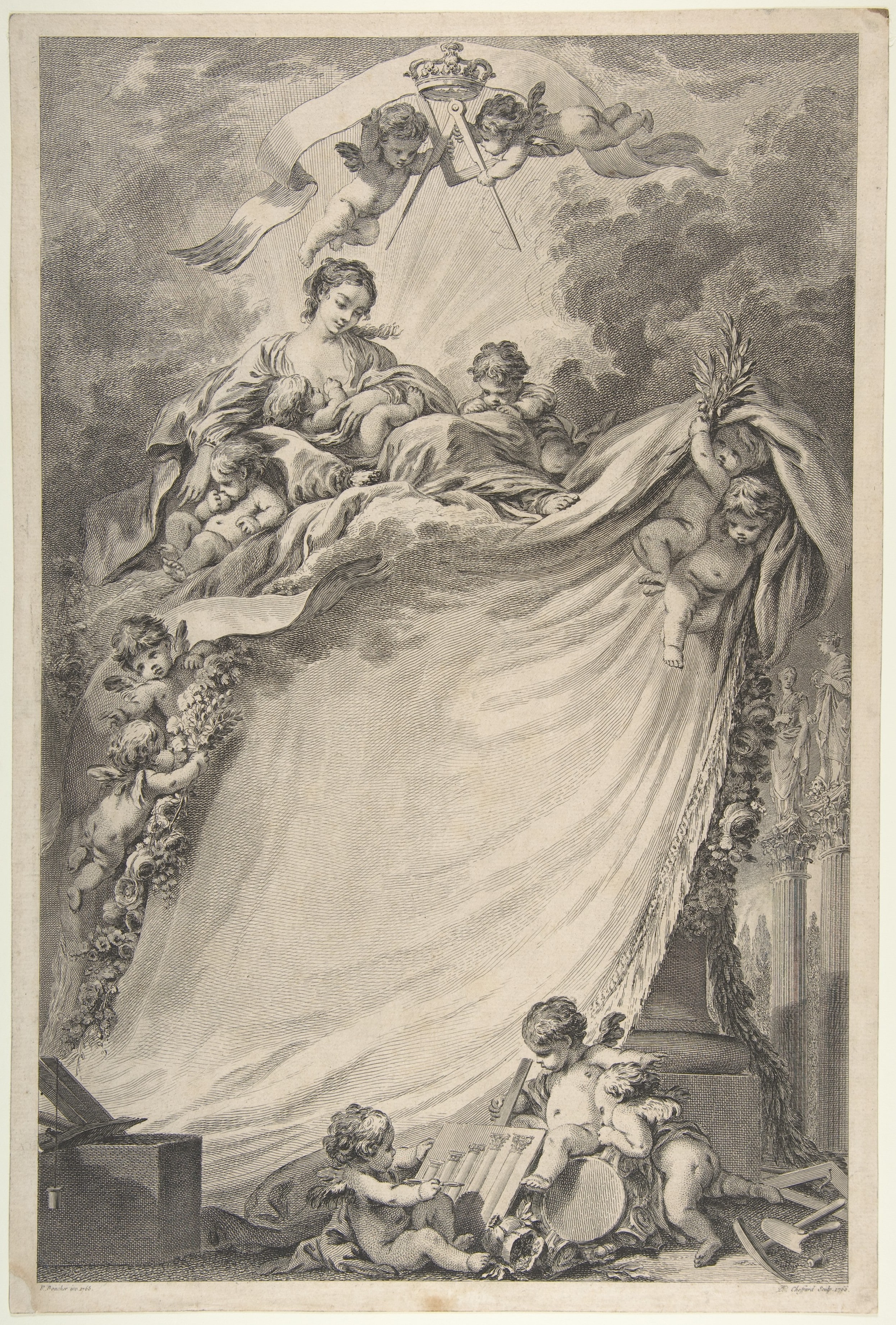 Diploma of the Freemasons of Bordeaux, after François Boucher