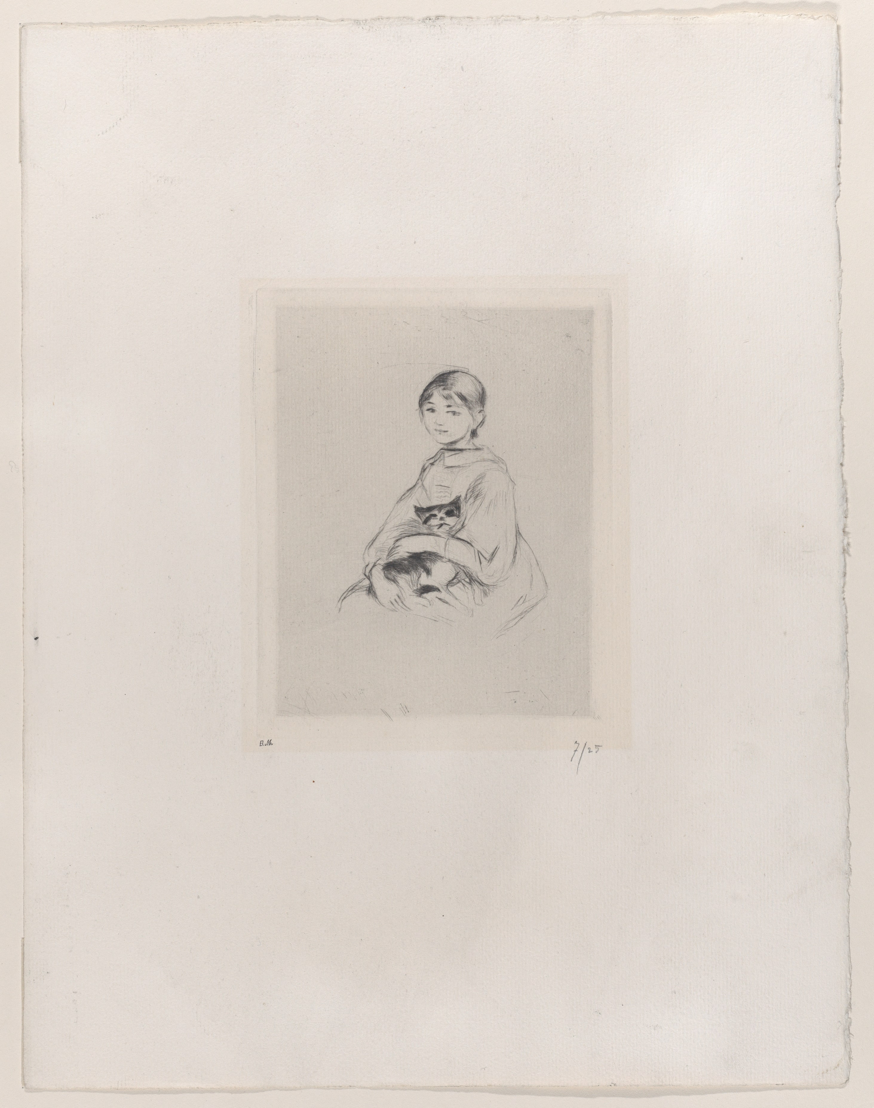 Young Girl with a Cat, after a portrait of Julie Manet by Renoir