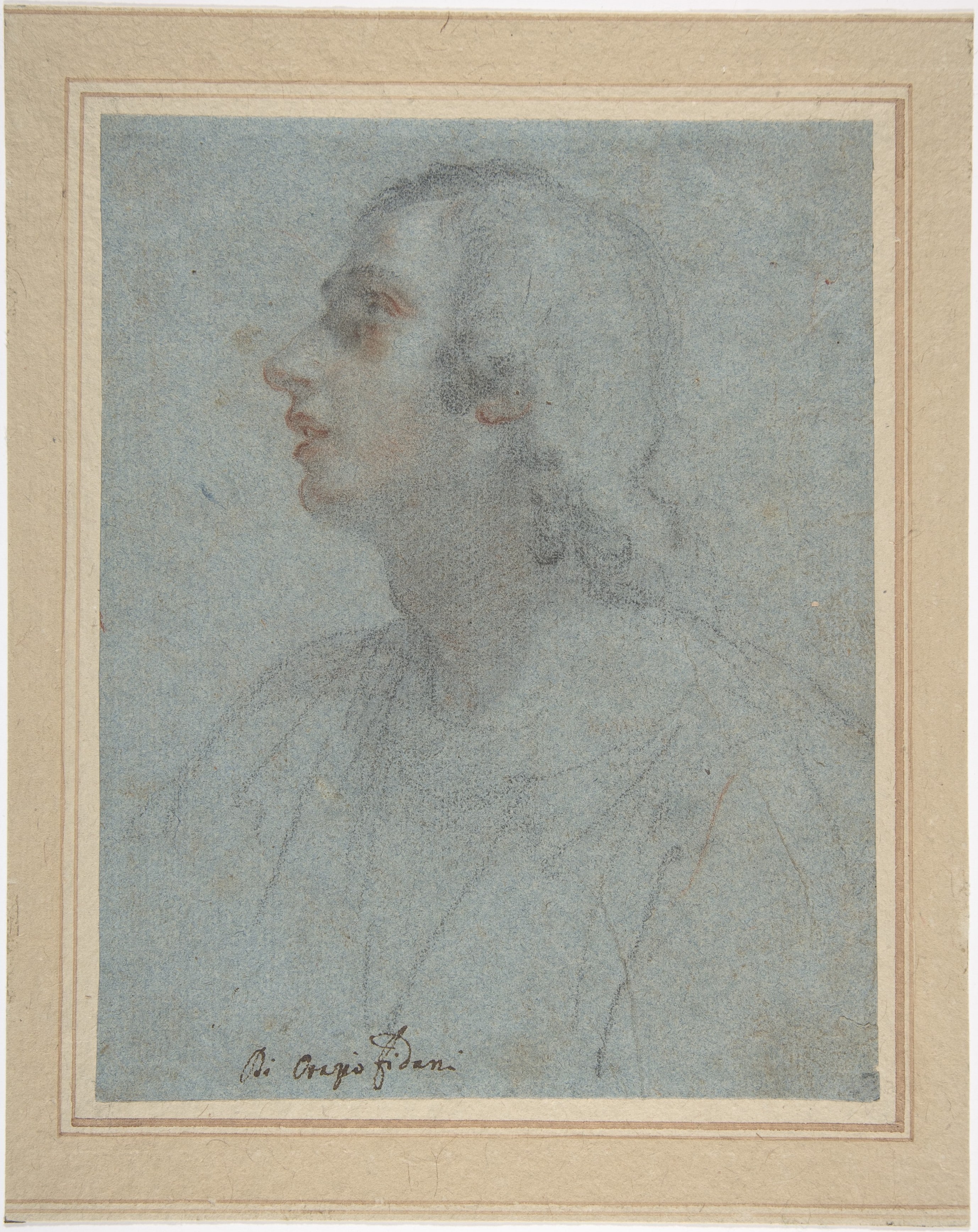 Bust of a Youth Looking to Upper Left (recto); Study of Drapery (verso)