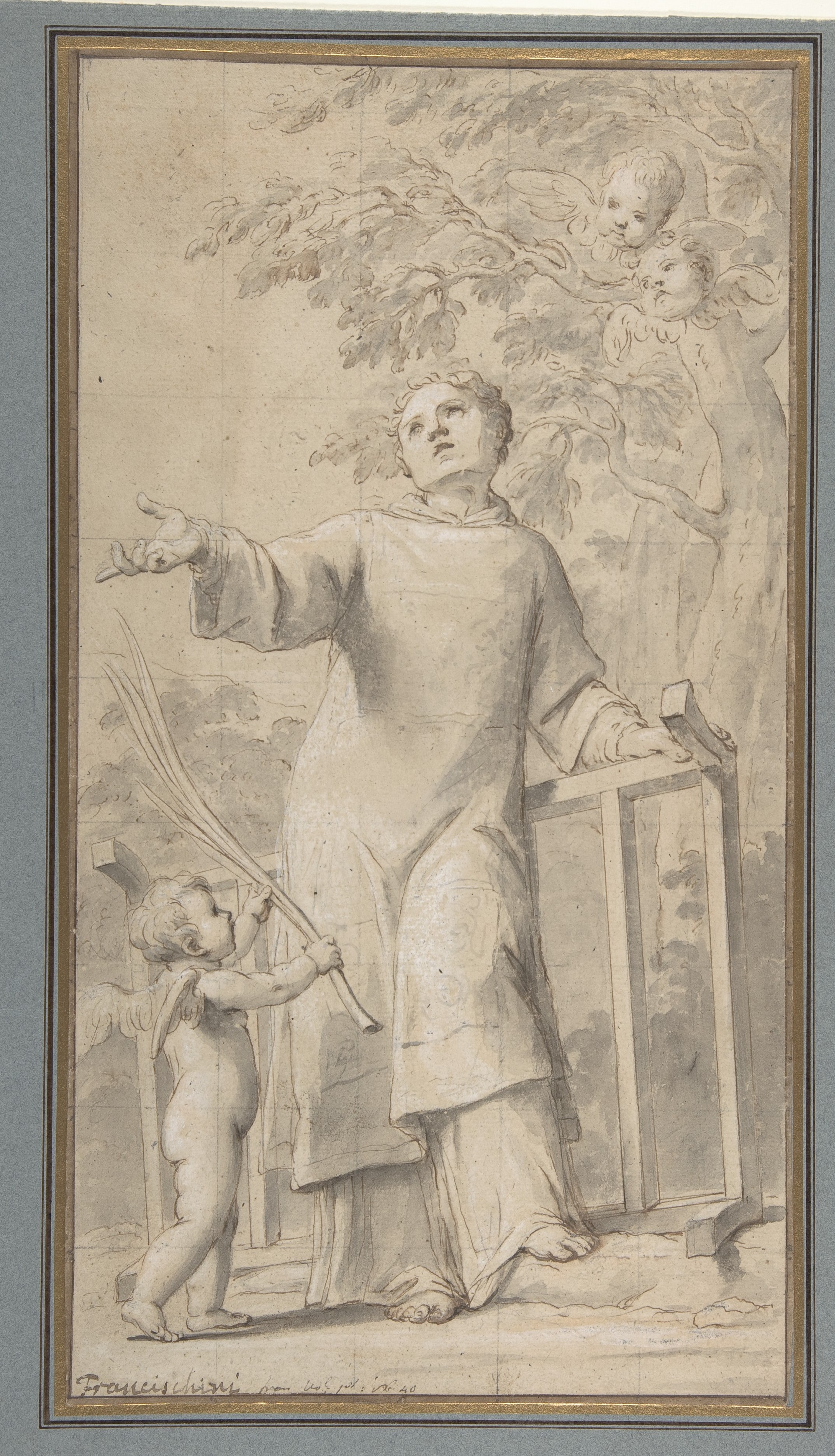Saint Lawrence Standing and Holding the Grill, Instrument of His Martyrdom