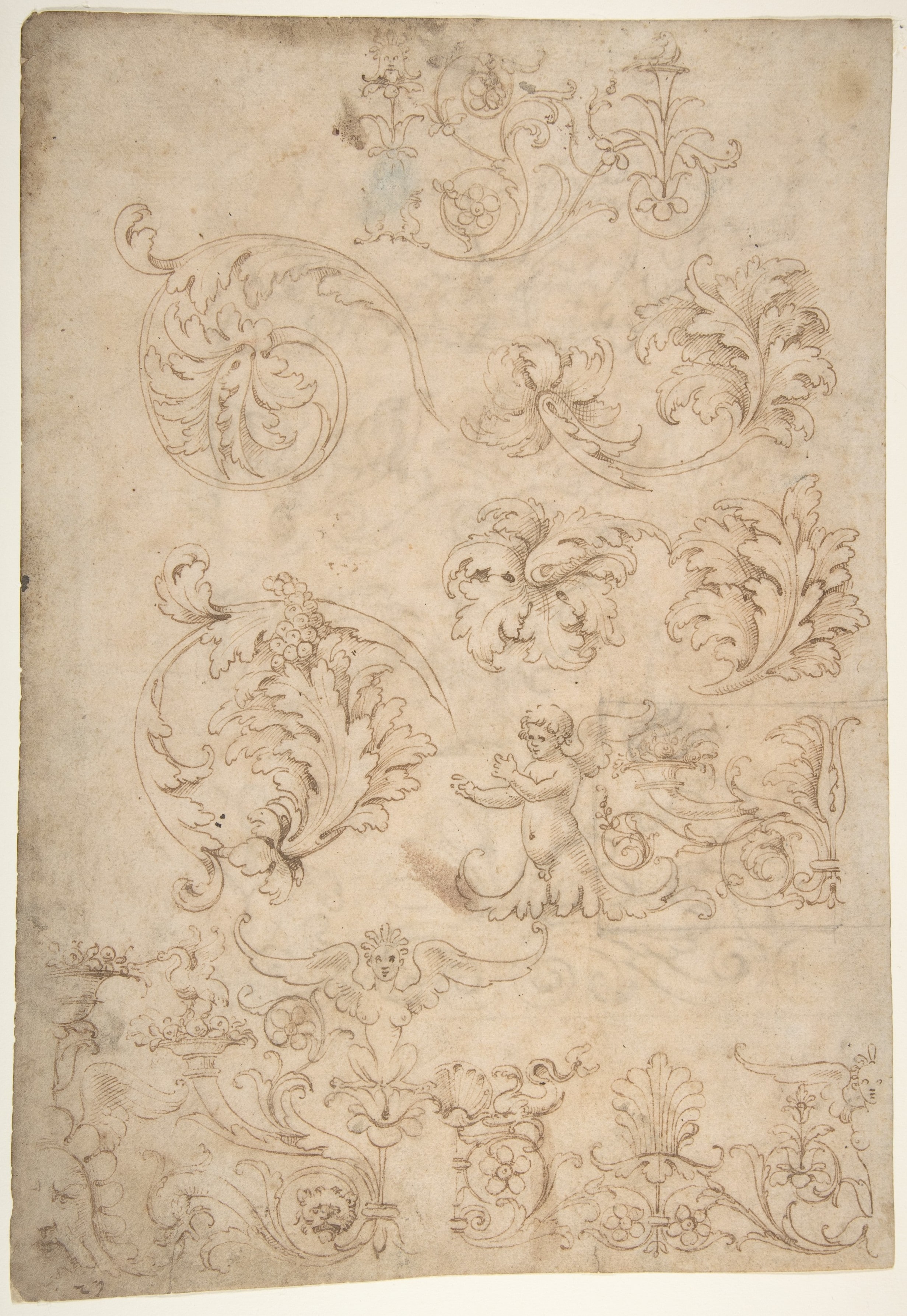 Sketchbook Sheet of Ornamental Studies, (recto and verso)