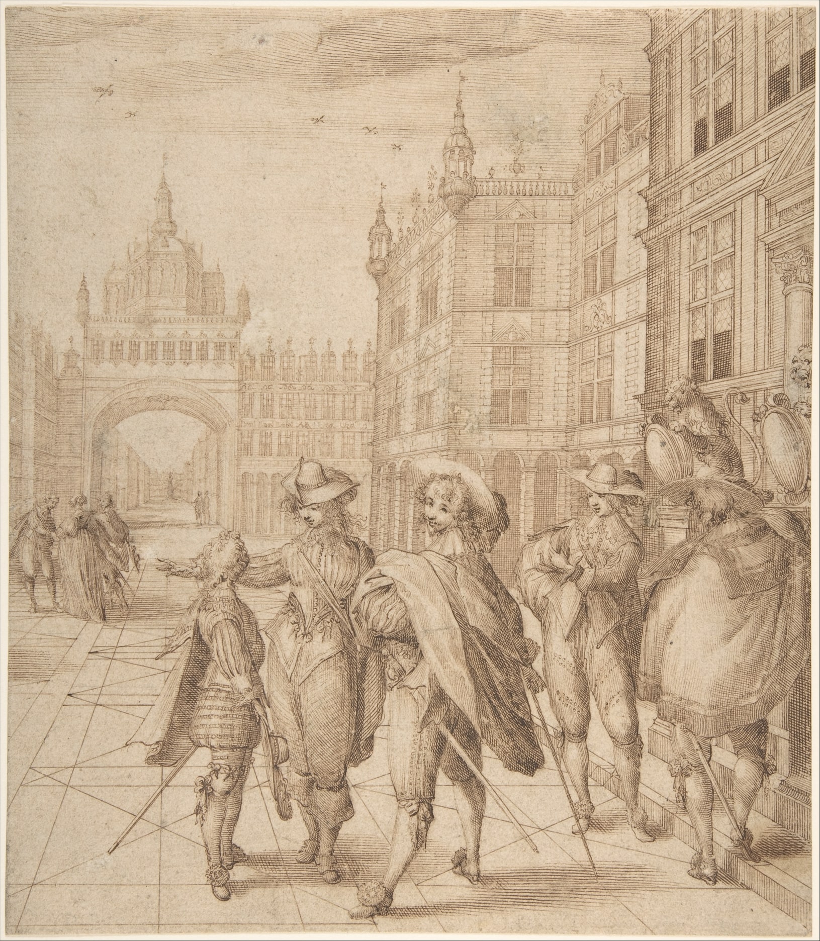 Cavaliers in a City Square