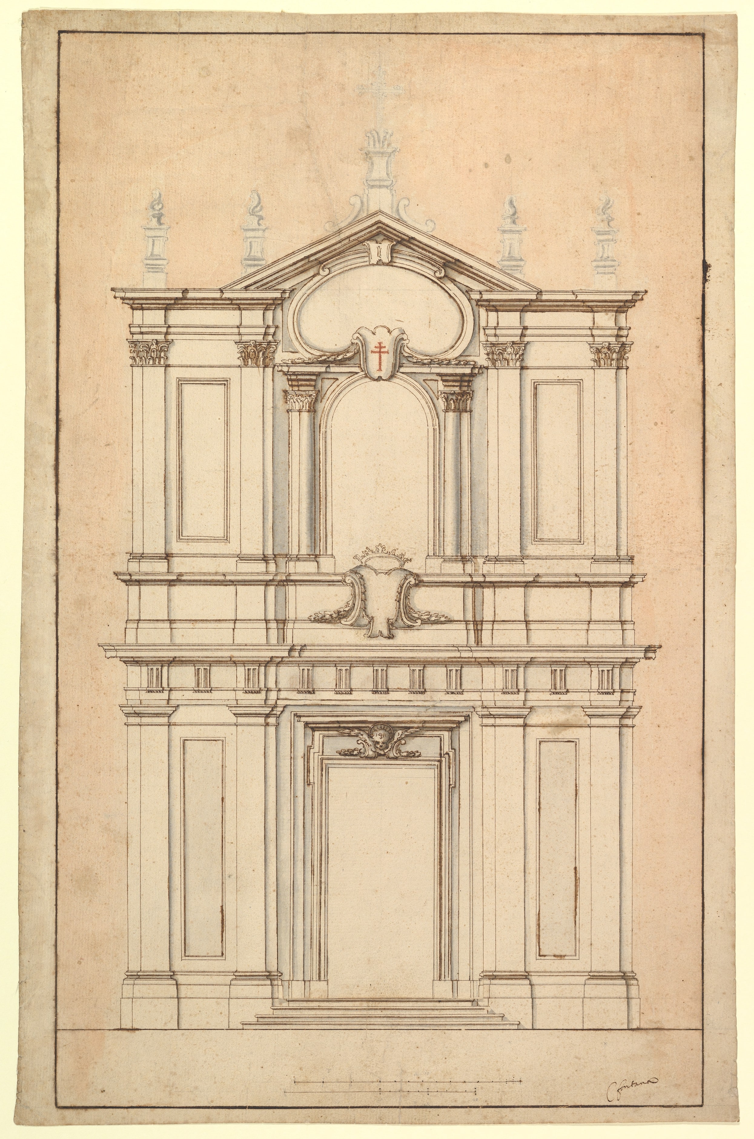 Design for the Façade of Santi Faustino e Giovita, Rome