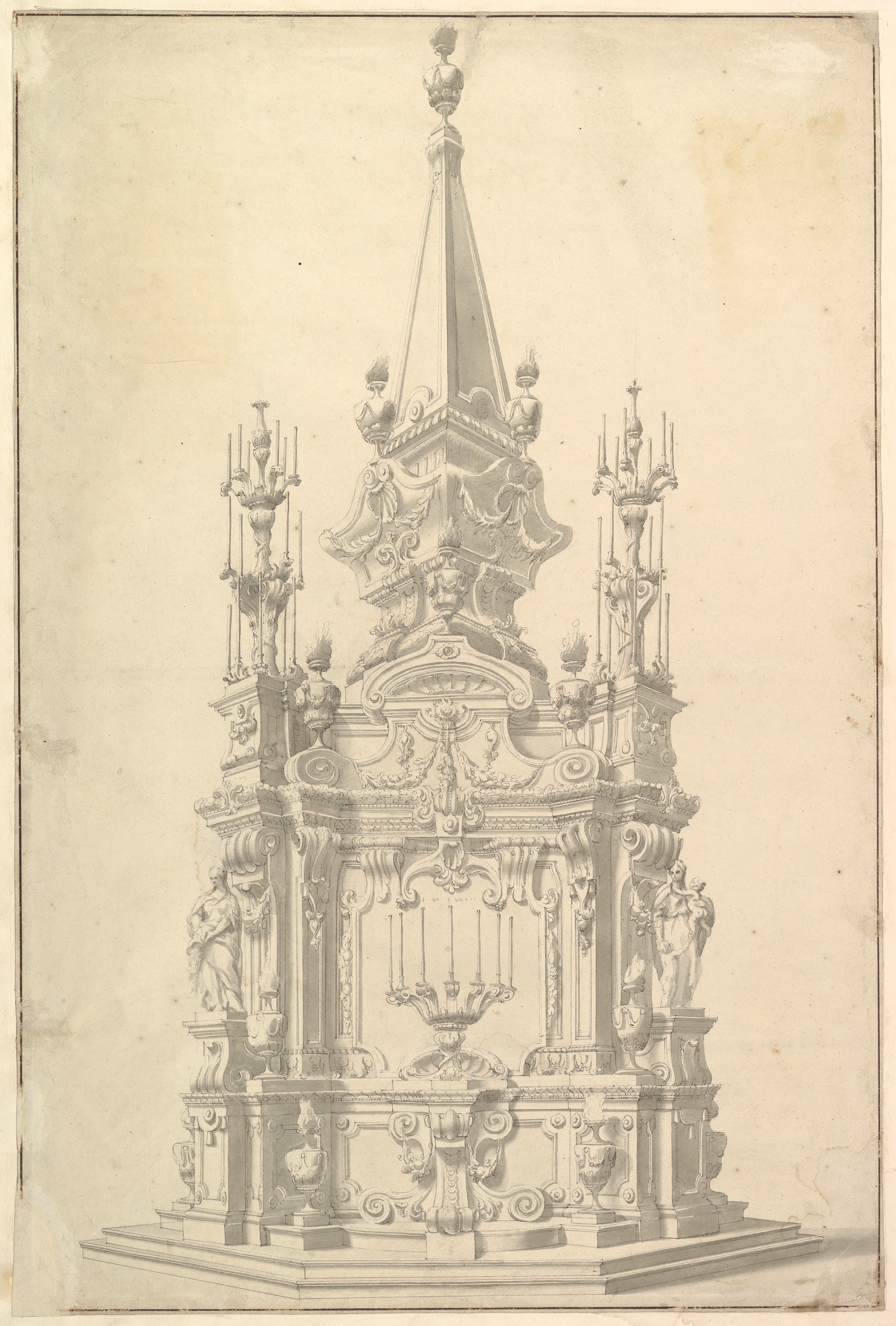 Elevation for a Catafalque Surmounted by an Obelisk.