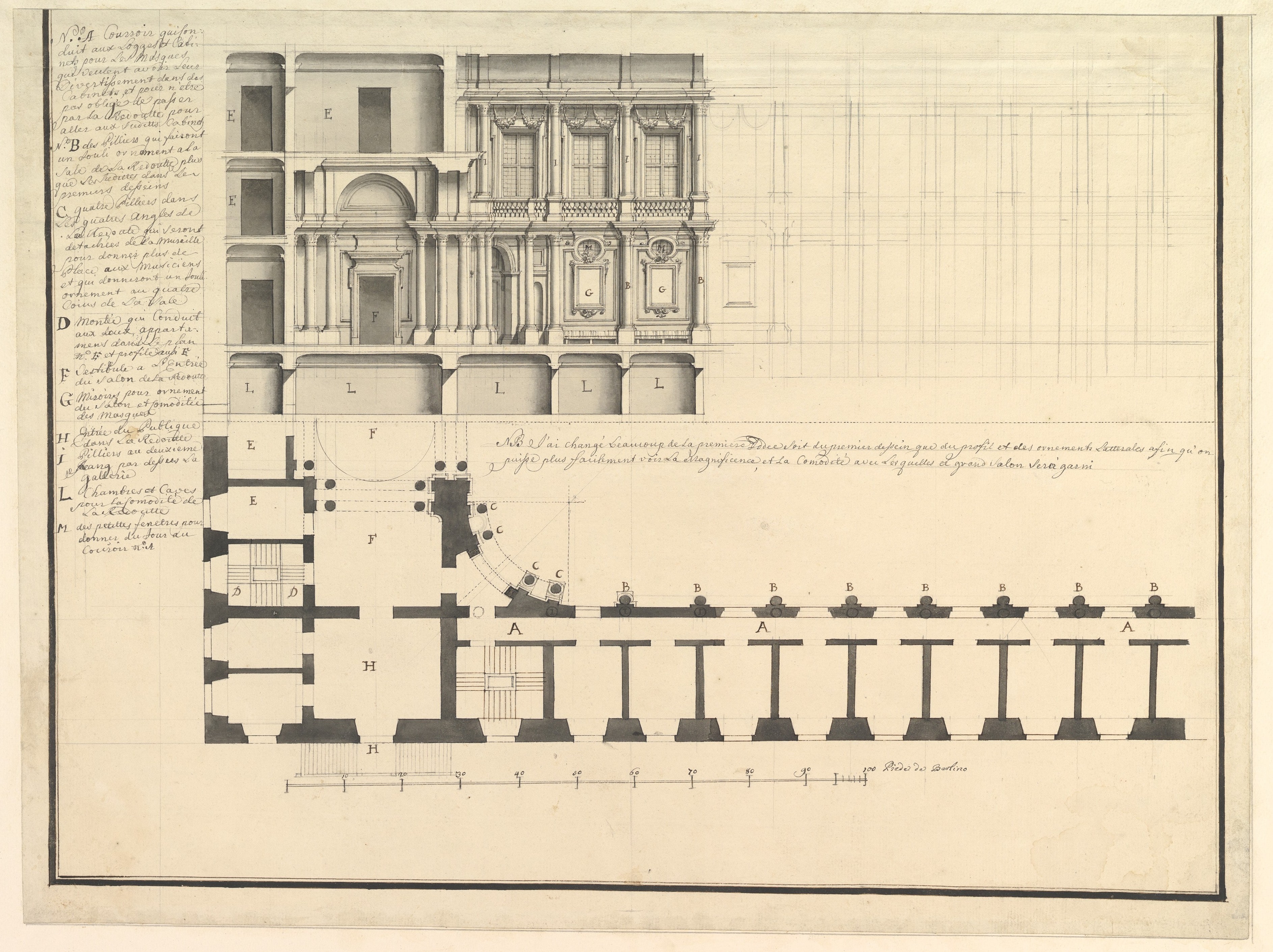 Half Longitudinal Section and Half Plan