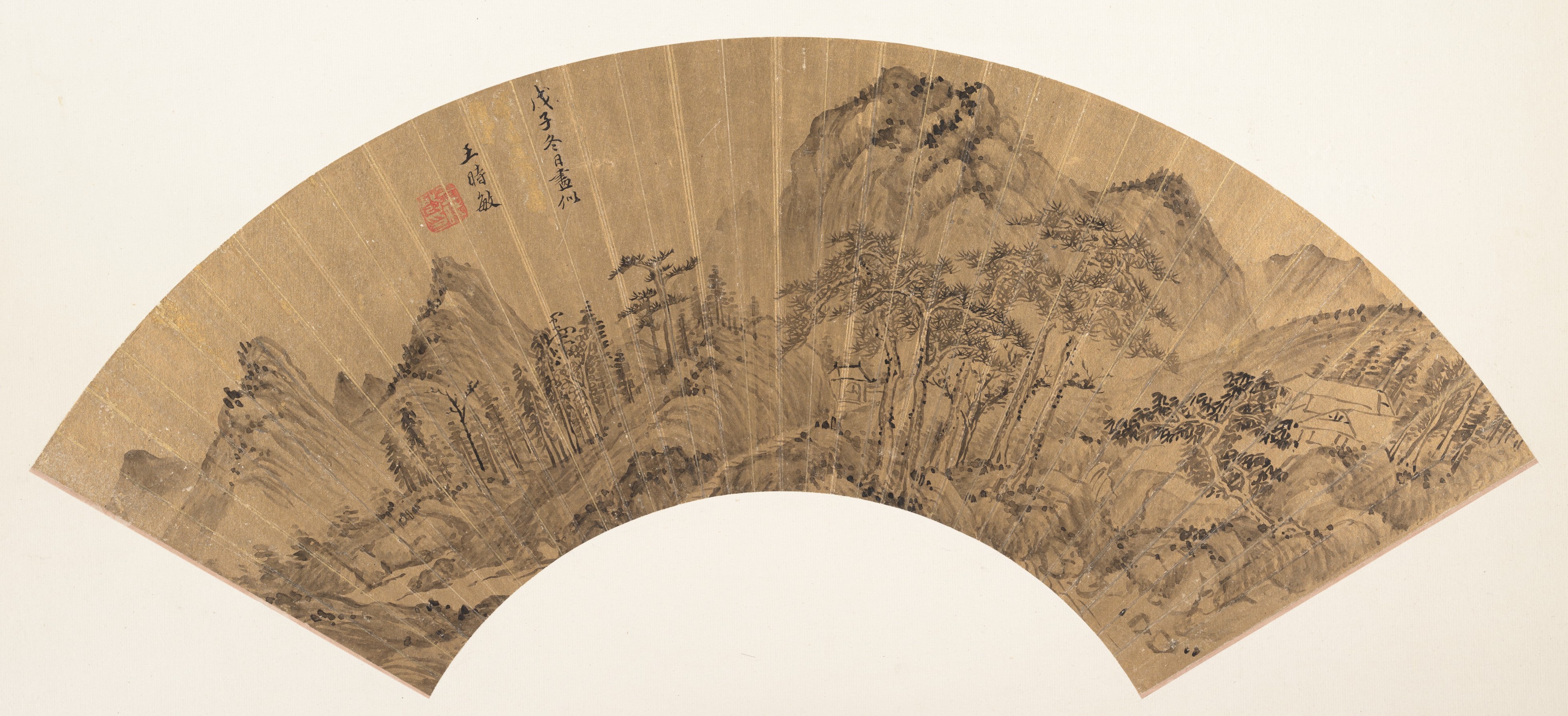 清   倣王時敏  山水  扇面|Landscape