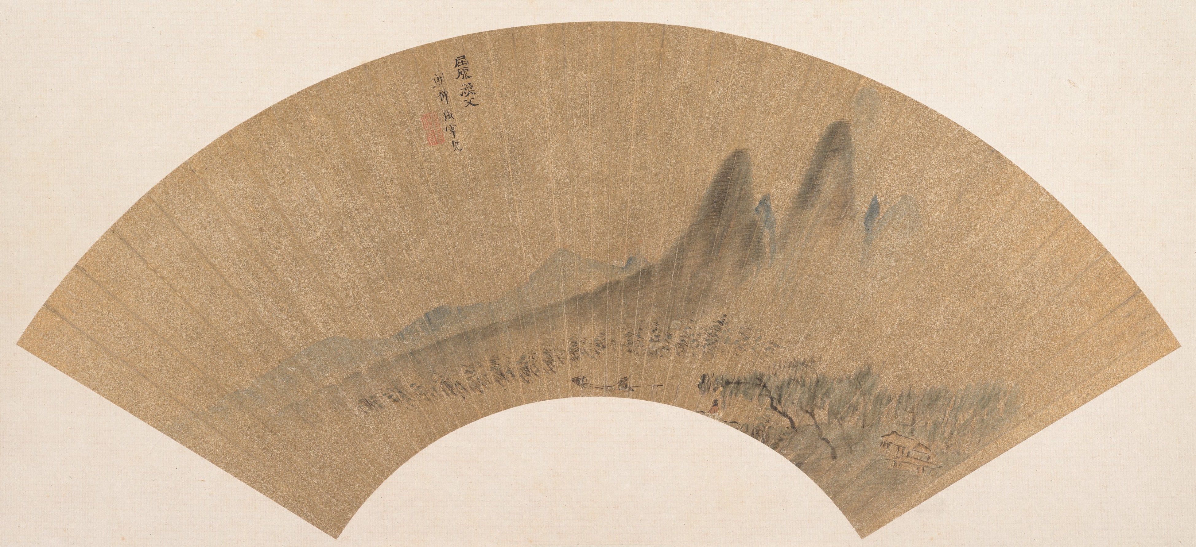 明/清   沈顥   漁父圖   扇|Qu Yuan and the Fisherman