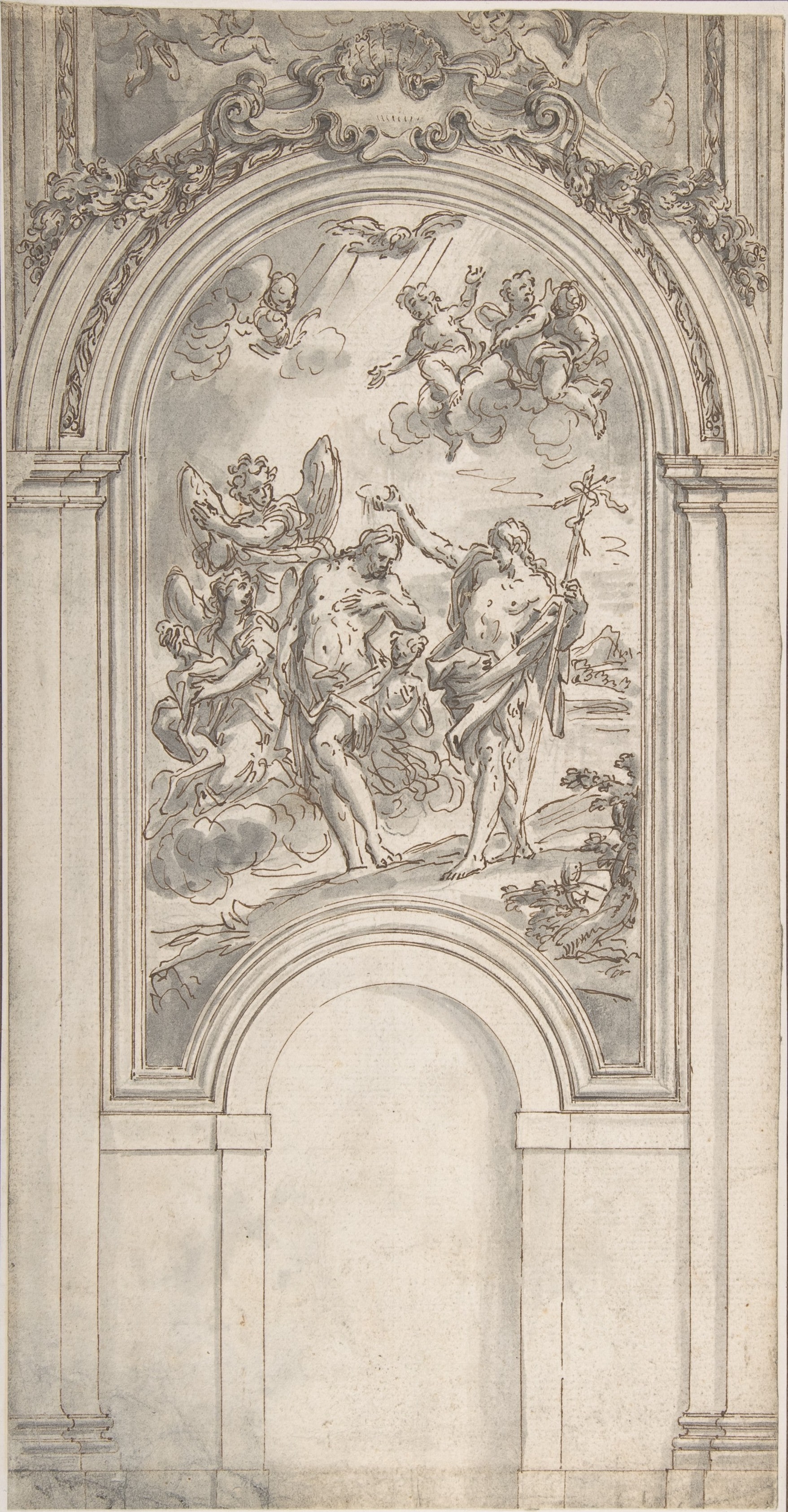 Design for a Baptism of Christ in an Architectural Setting