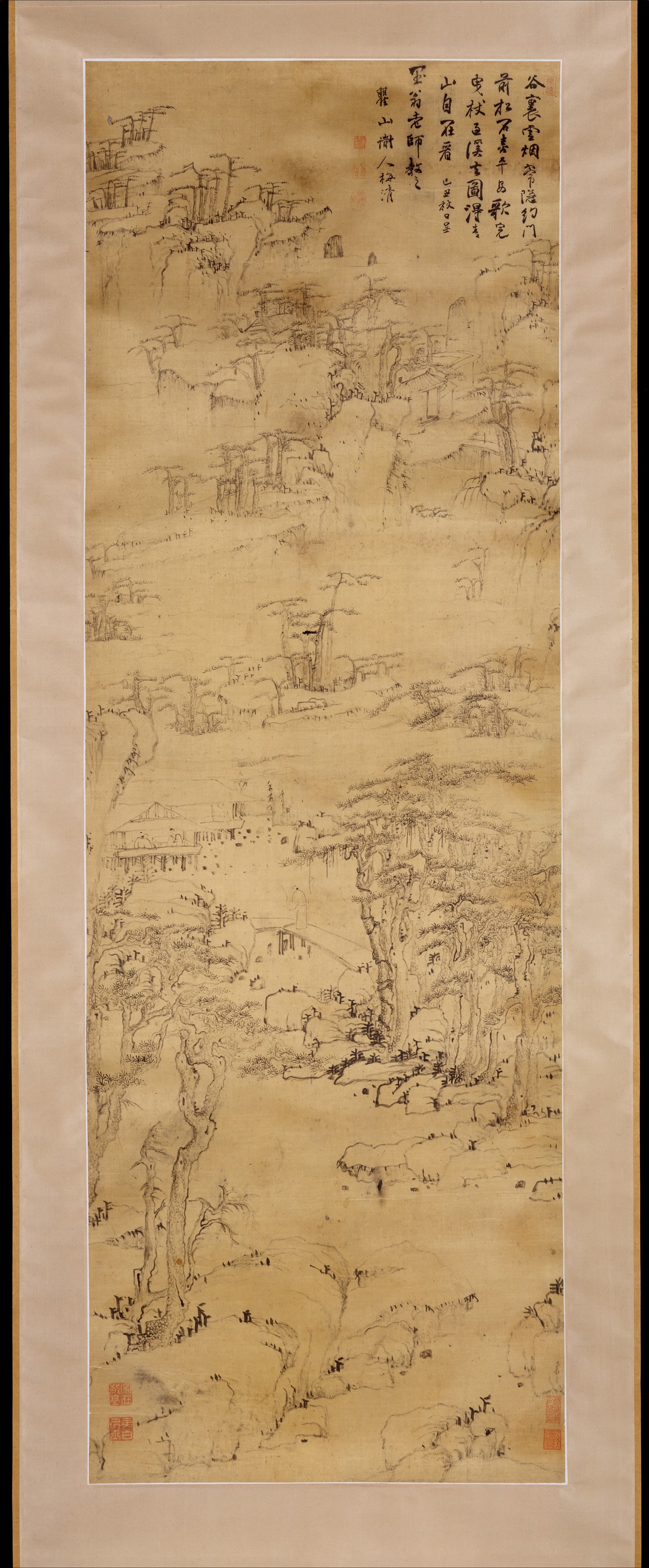 清  梅清  雲谷曳杖圖  軸|Strolling in a Misty Valley