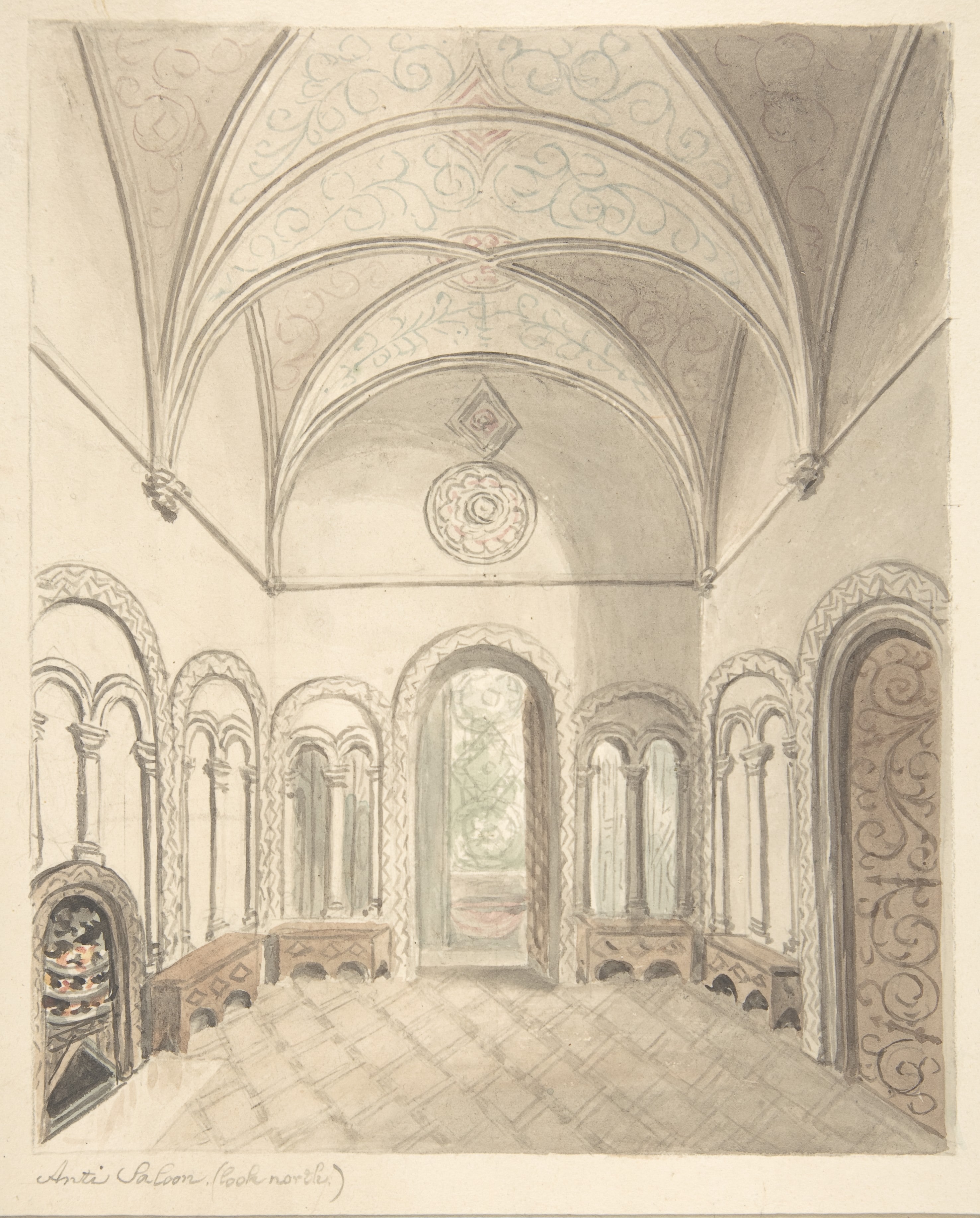 Lea Castle, Worcestershire, Ante-saloon, Looking North