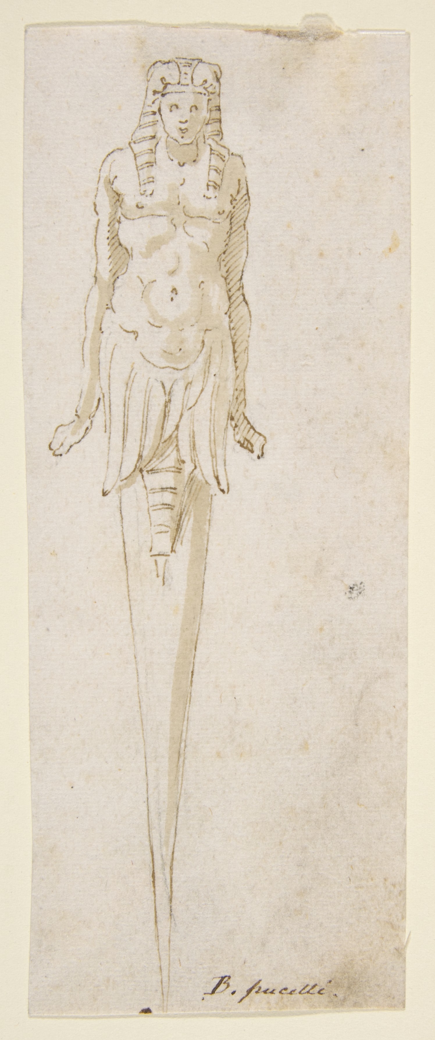 Design for Pointed Utensil with an Egyptian Style Figure on the Handle