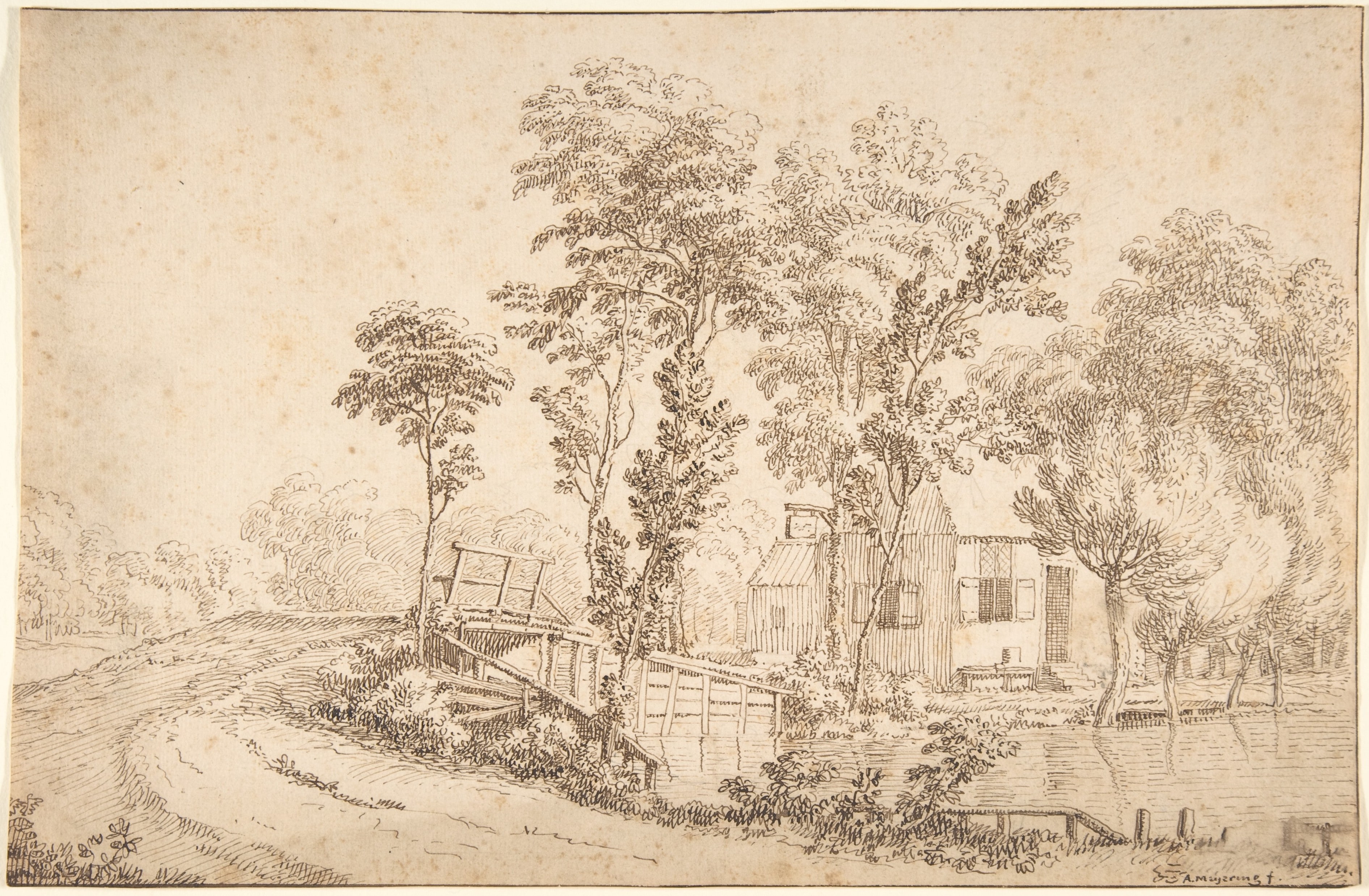Landscape with a House near a Bridge over a River